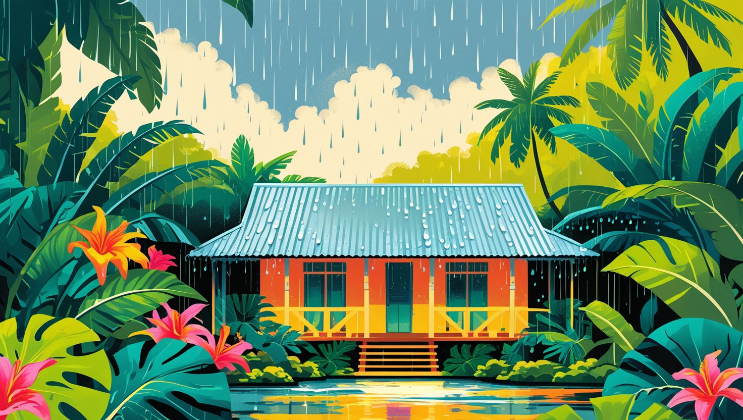 🌧️ Sous les toits de tôle : le son de la pluie comme musique identitaire