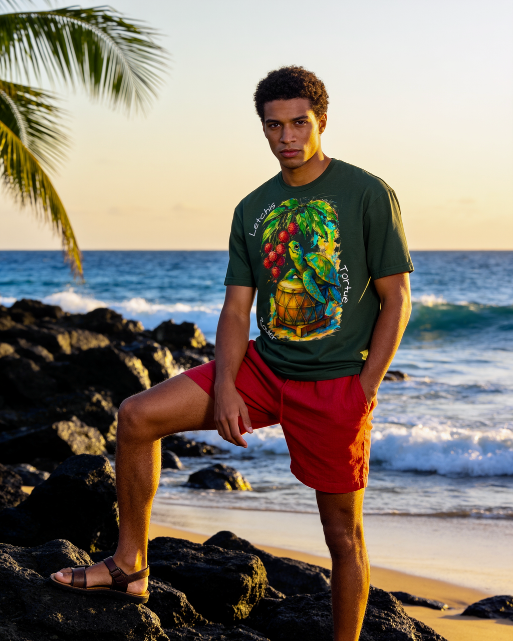 GRAN GUÈL - 100%  La Réunion - T-Shirt unisexe - "TORTUE LETCHIS"