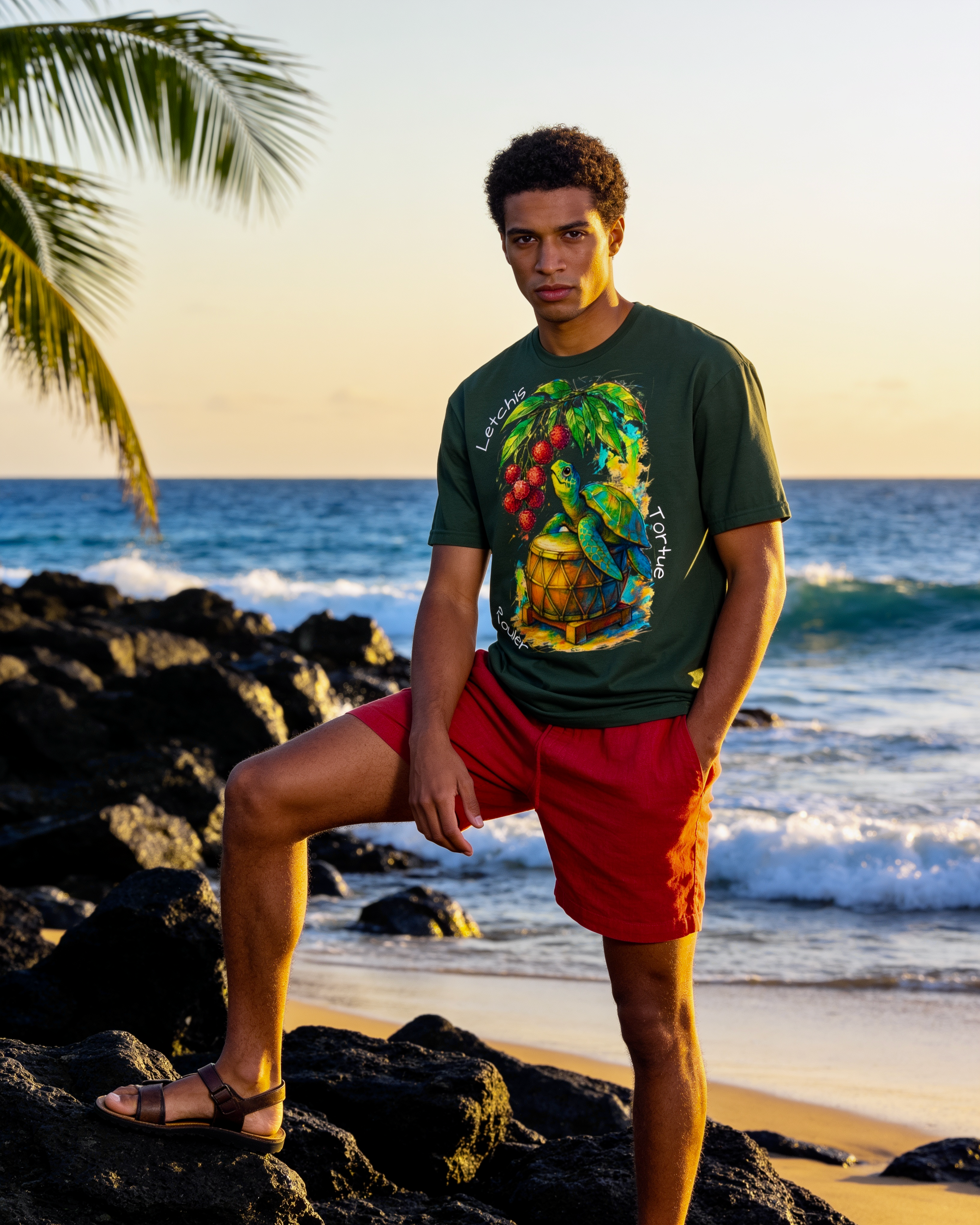 GRAN GUÈL - 100%  La Réunion - T-Shirt unisexe - "TORTUE LETCHIS"