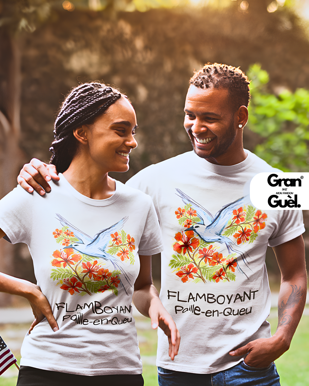 GRAN GUÈL - 100%  La Réunion - T-Shirt unisexe - Imprimé "PEQ FLAMBOYANT"