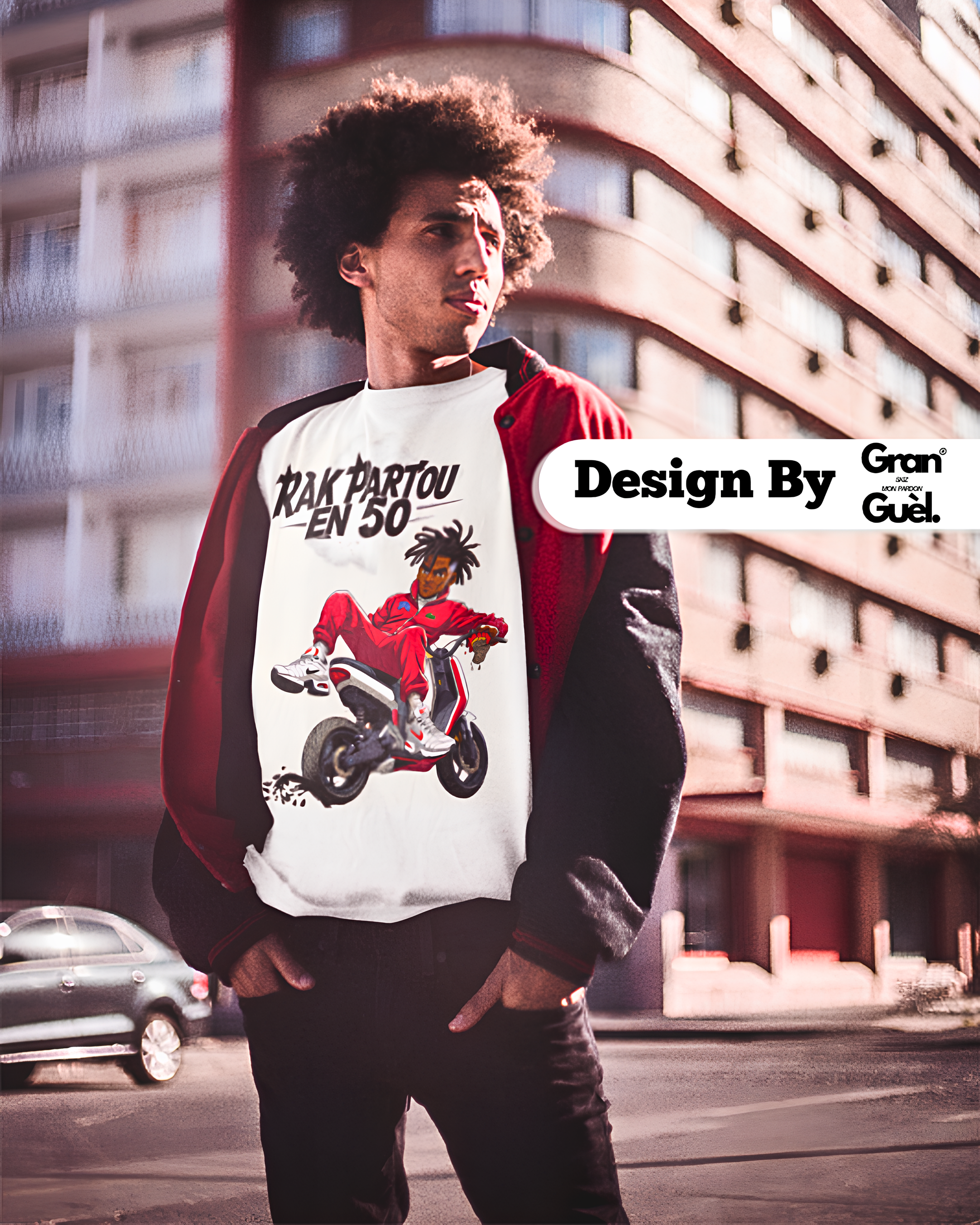 GG - 100%  La Réunion - T-Shirt unisexe - Imprimé "RAK PARTOU EN 50"