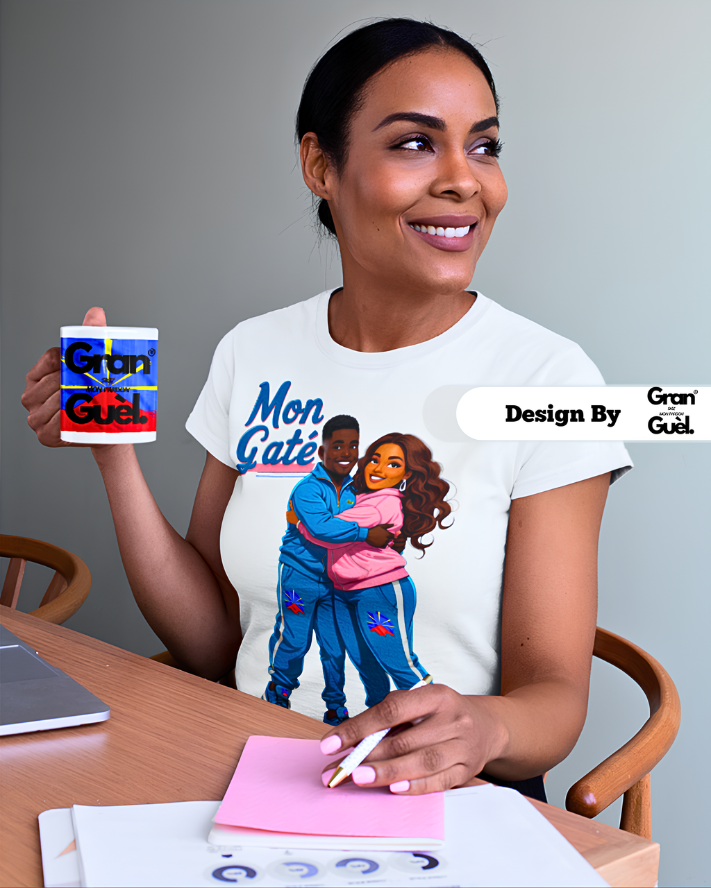 GG - ZÉNÈSS - T-Shirt unisexe - Imprimé "MON GATÉ"