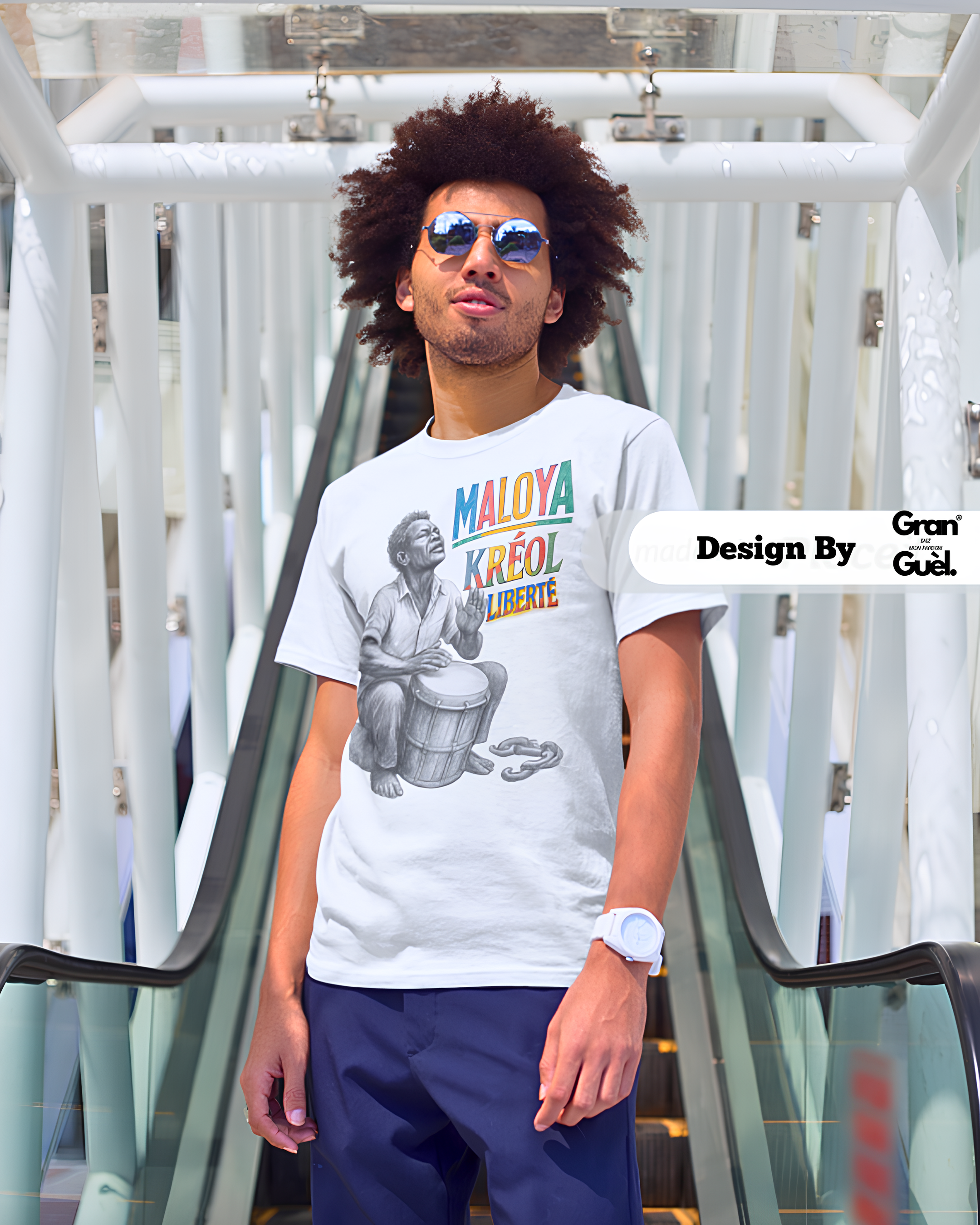GRAN GUÈL - 100% MALOYA - T-Shirt unisexe - Imprimé "MALOYA KRÉOL LIBERTÉ"