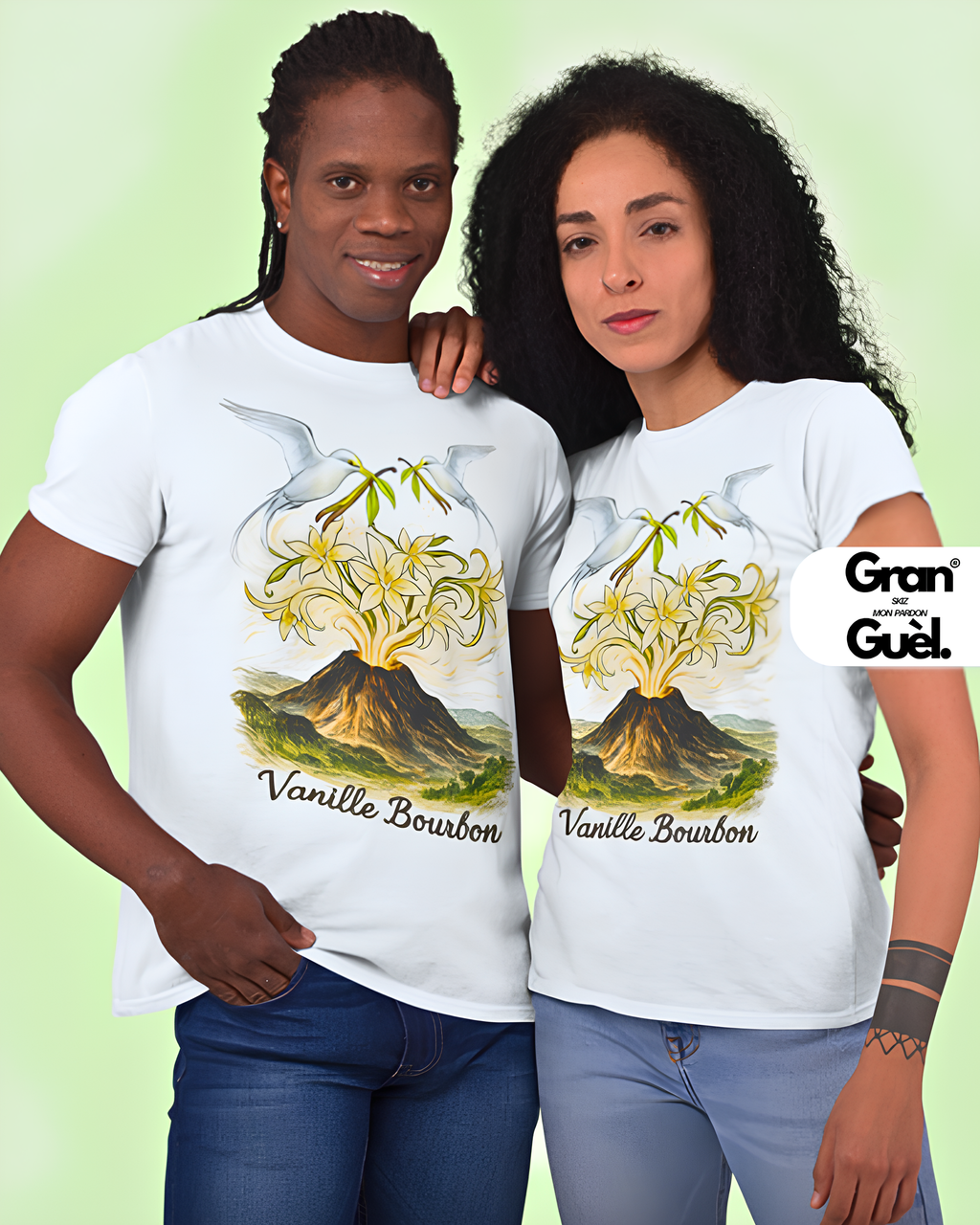 GRAN GUÈL - 100%  La Réunion - T-Shirt unisexe - Imprimé "VANILLE BOURBON"
