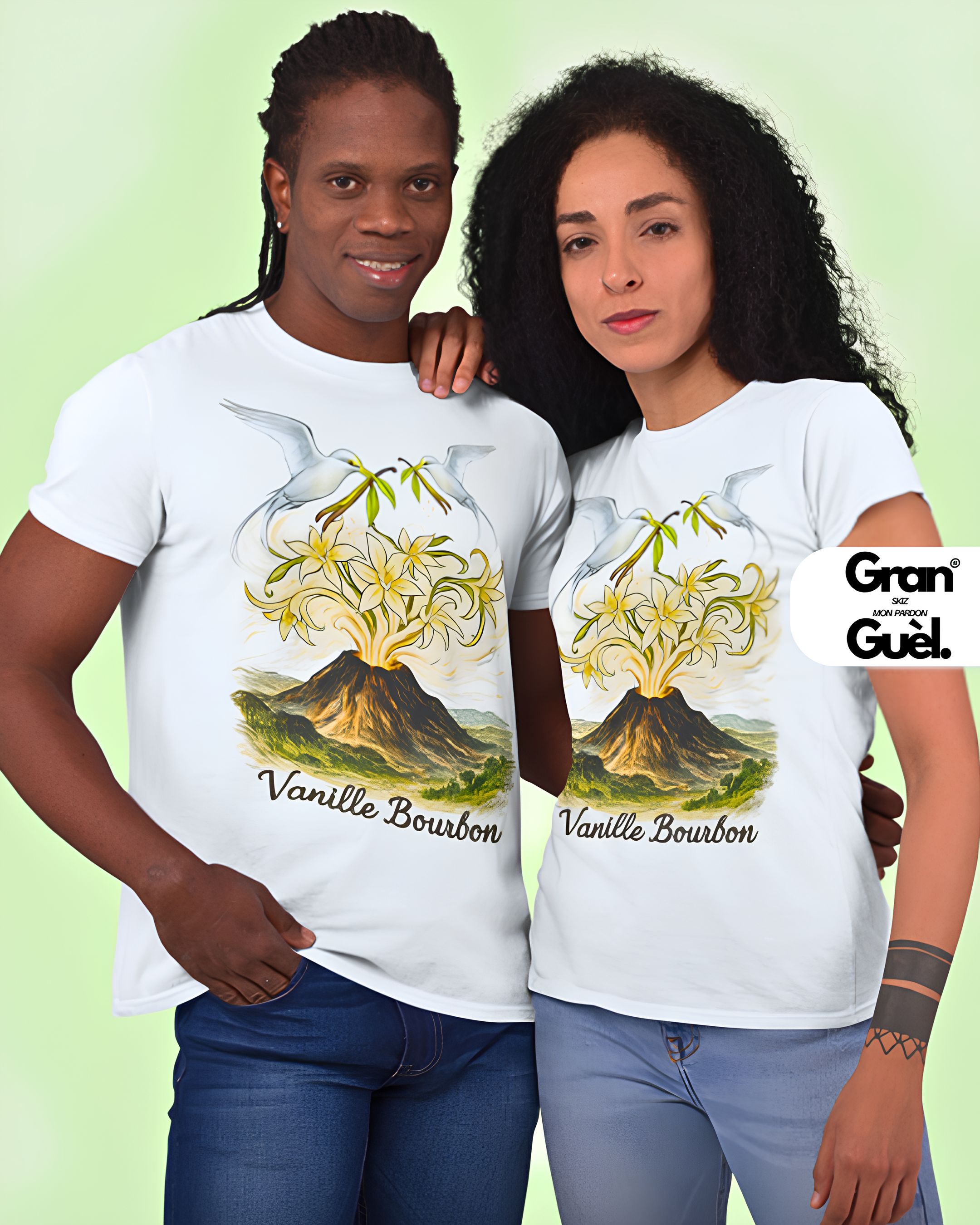 GRAN GUÈL - 100%  La Réunion - T-Shirt unisexe - Imprimé "VANILLE BOURBON"