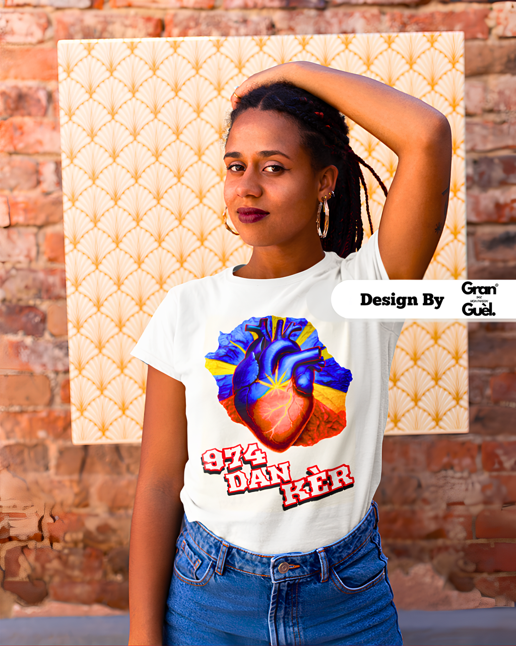 GG - 100%  La Réunion - T-Shirt unisexe - Imprimé "974 DAN KÈR"