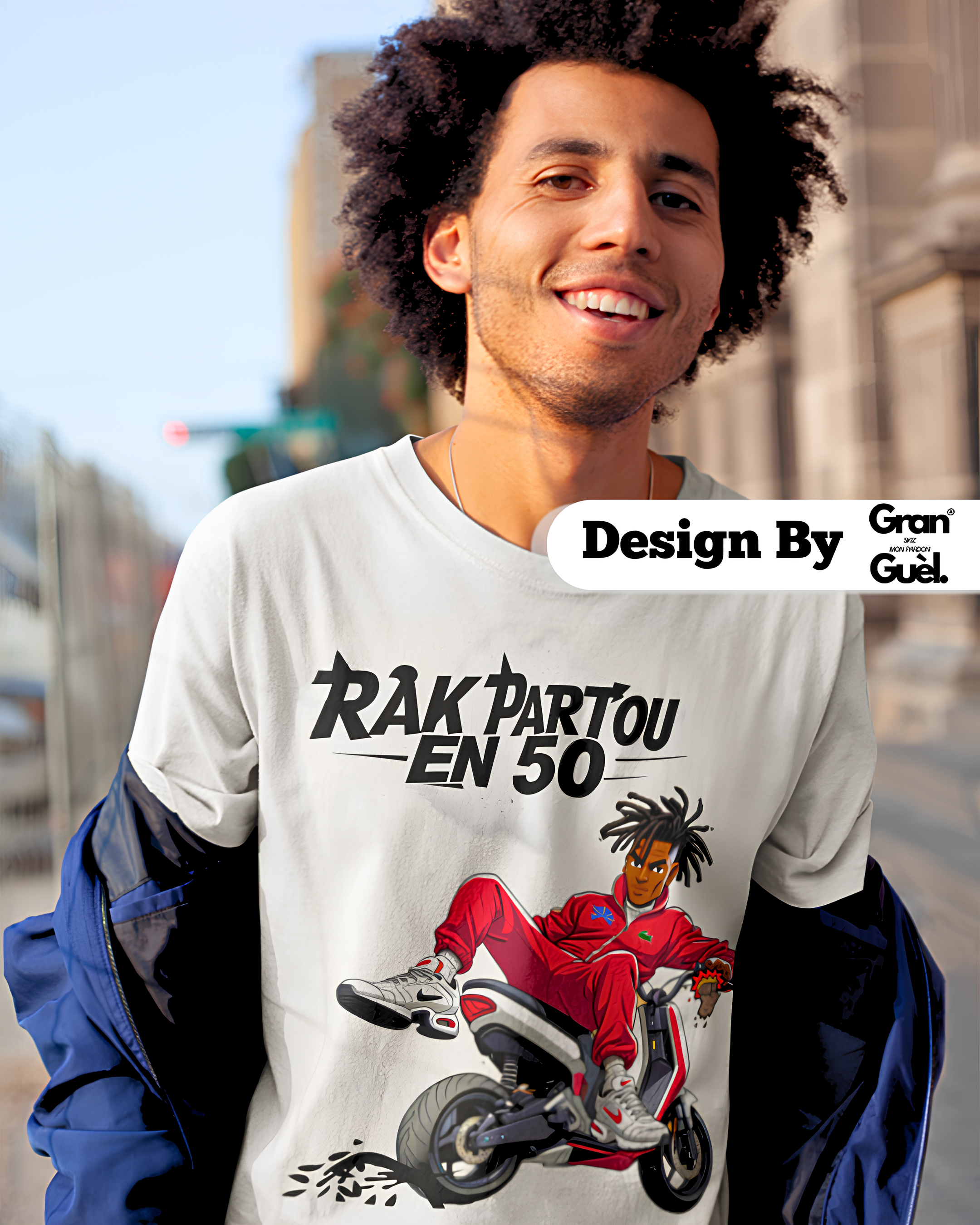 GG - 100%  La Réunion - T-Shirt unisexe - Imprimé "RAK PARTOU EN 50"