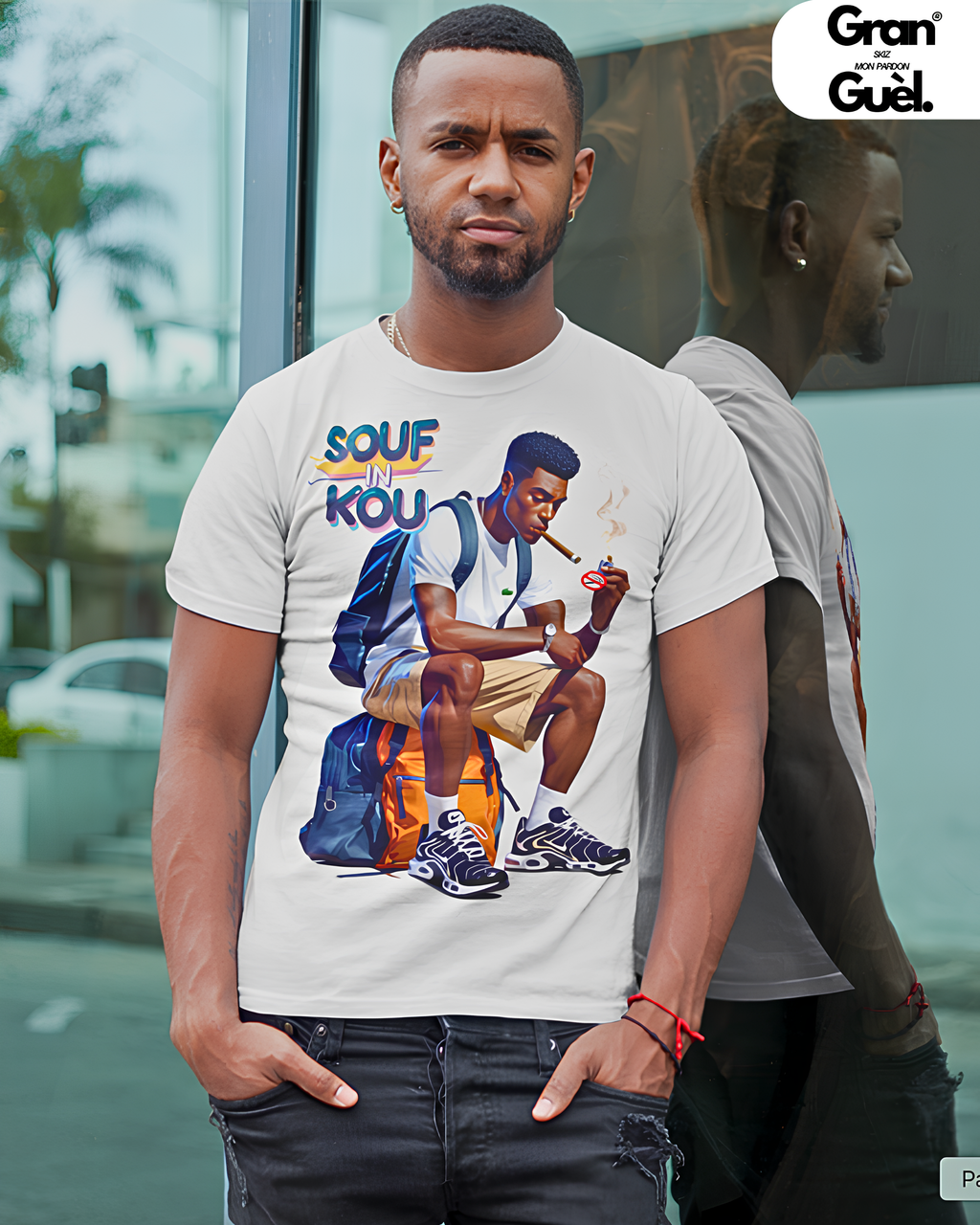 GG - 100%  La Réunion - T-Shirt unisexe - Imprimé "SOUF IN KOU"