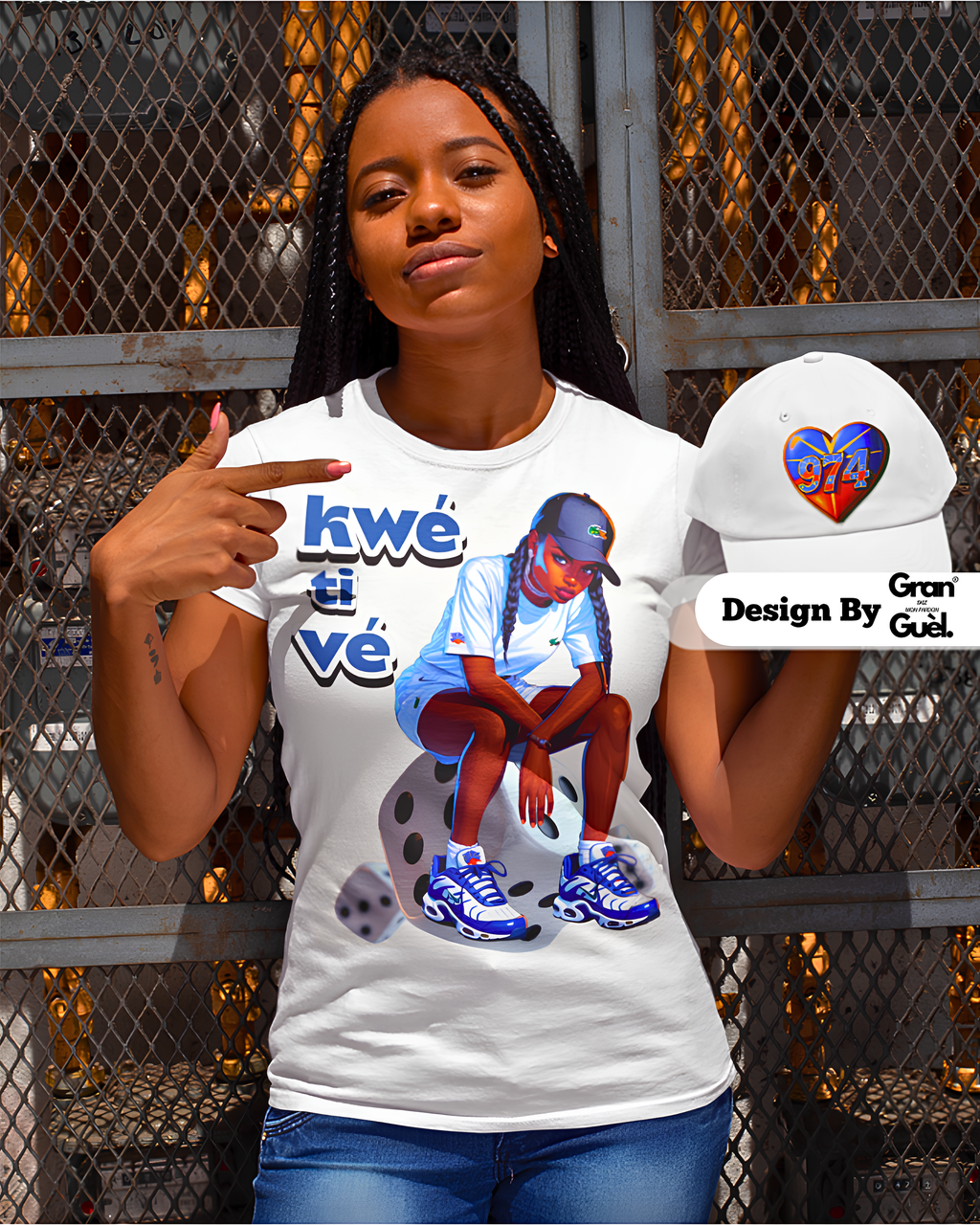 GG - 100%  La Réunion - T-Shirt unisexe - Imprimé "KWÉ TI VÉ"