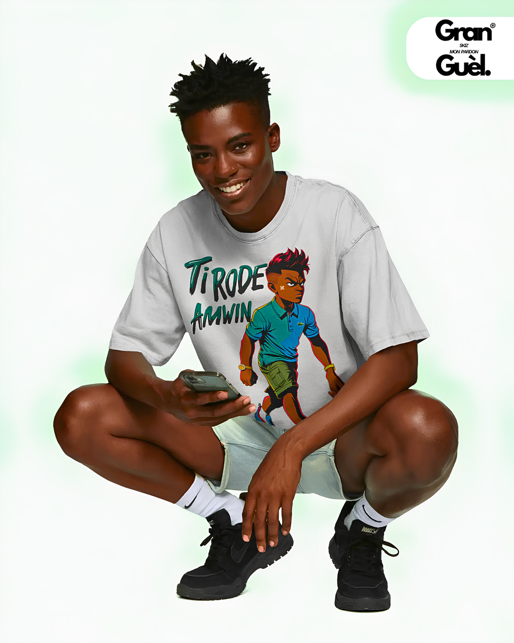 GG - ZÉNÈSS - T-Shirt unisexe - Imprimé "TI RODE AMWIN"