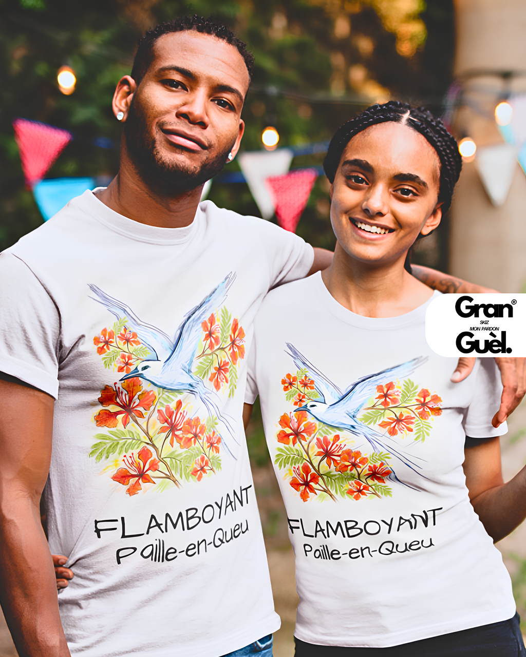 GRAN GUÈL - 100%  La Réunion - T-Shirt unisexe - Imprimé "PEQ FLAMBOYANT"