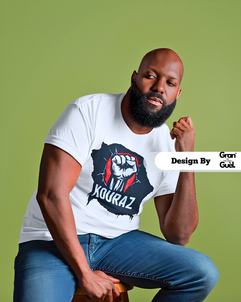 GRAN GUÈL - 100%  La Réunion - T-Shirt unisexe - Imprimé "KOURAZ"