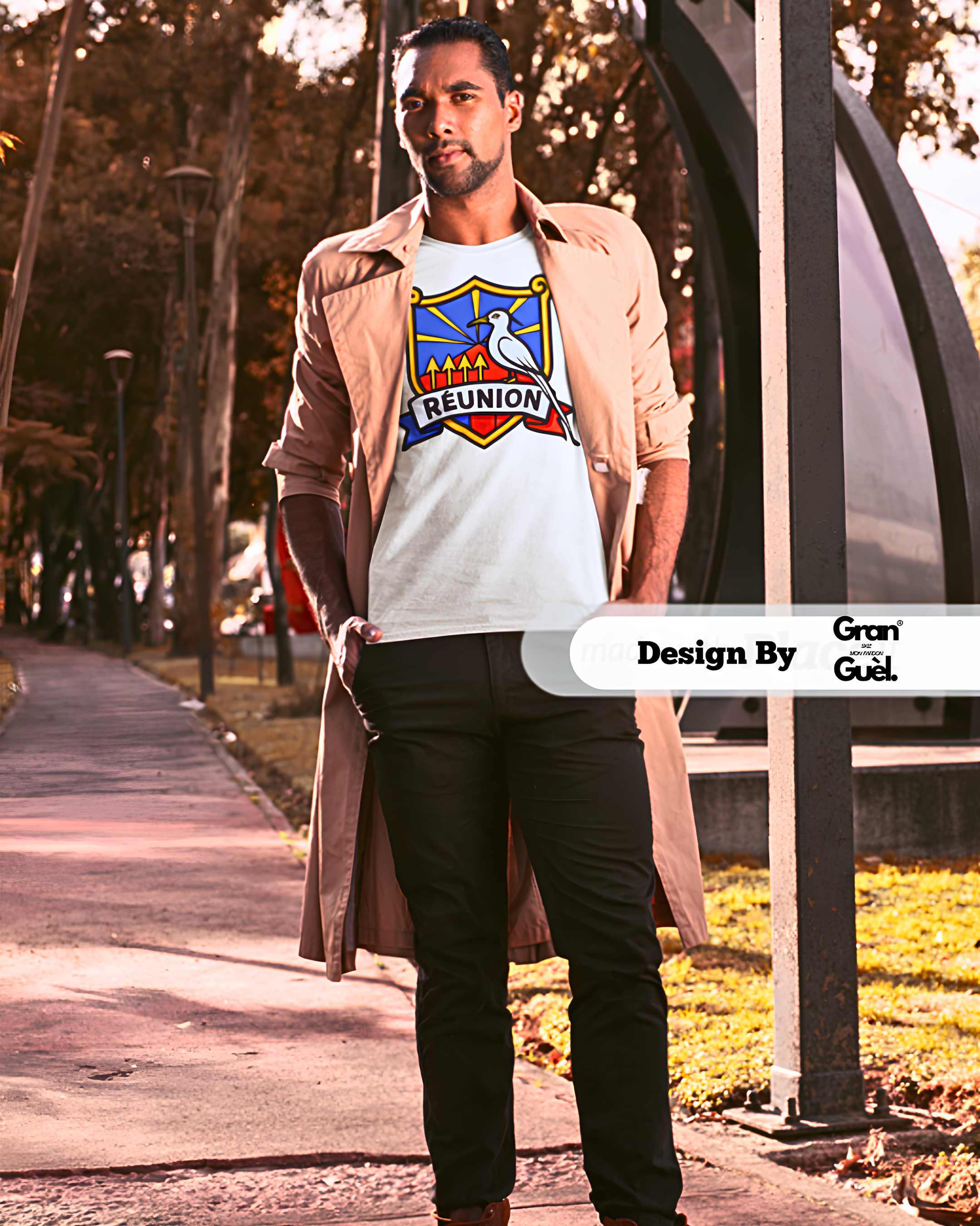 GRAN GUÈL - 100%  La Réunion - T-Shirt unisexe - Imprimé "ROYAL BLASON"