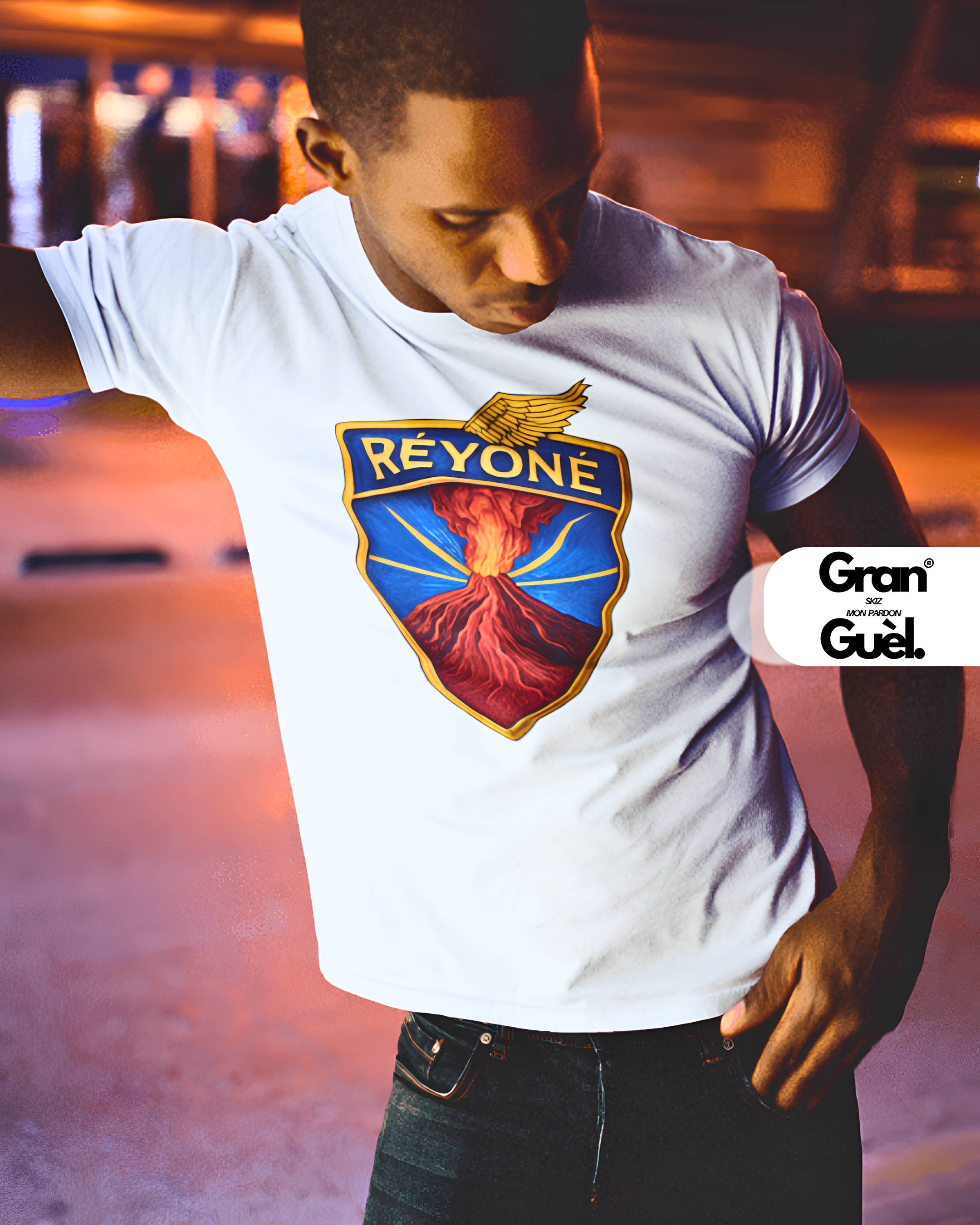 GRAN GUÈL - 100%  La Réunion - T-Shirt unisexe - Imprimé "RÉYONÉ"