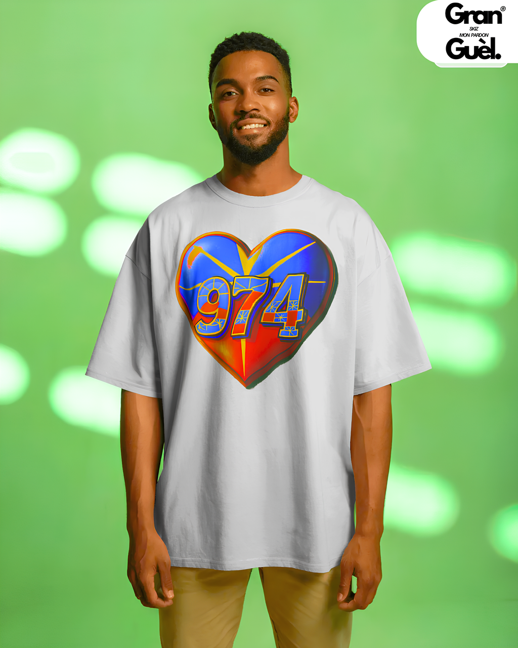 GG - 100%  La Réunion - T-Shirt unisexe - Imprimé "974 COEUR"