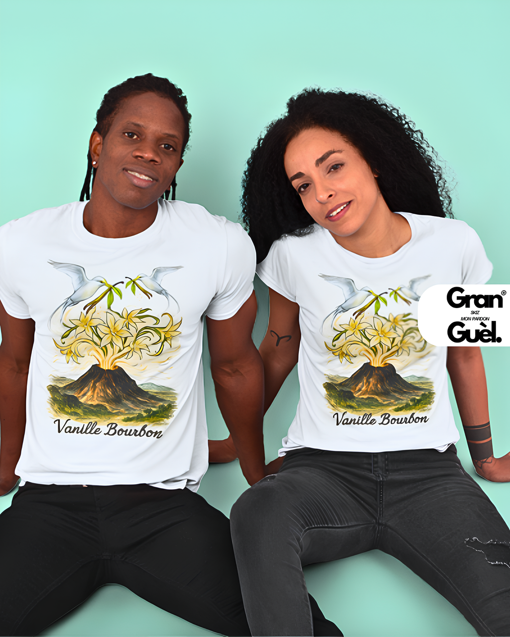GRAN GUÈL - 100%  La Réunion - T-Shirt unisexe - Imprimé "VANILLE BOURBON"