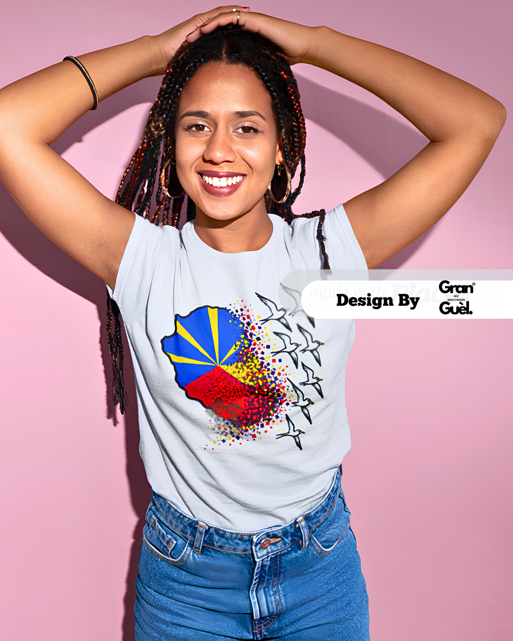 GRAN GUÈL - 100%  La Réunion - T-Shirt unisexe - Imprimé "RUN PEQ"