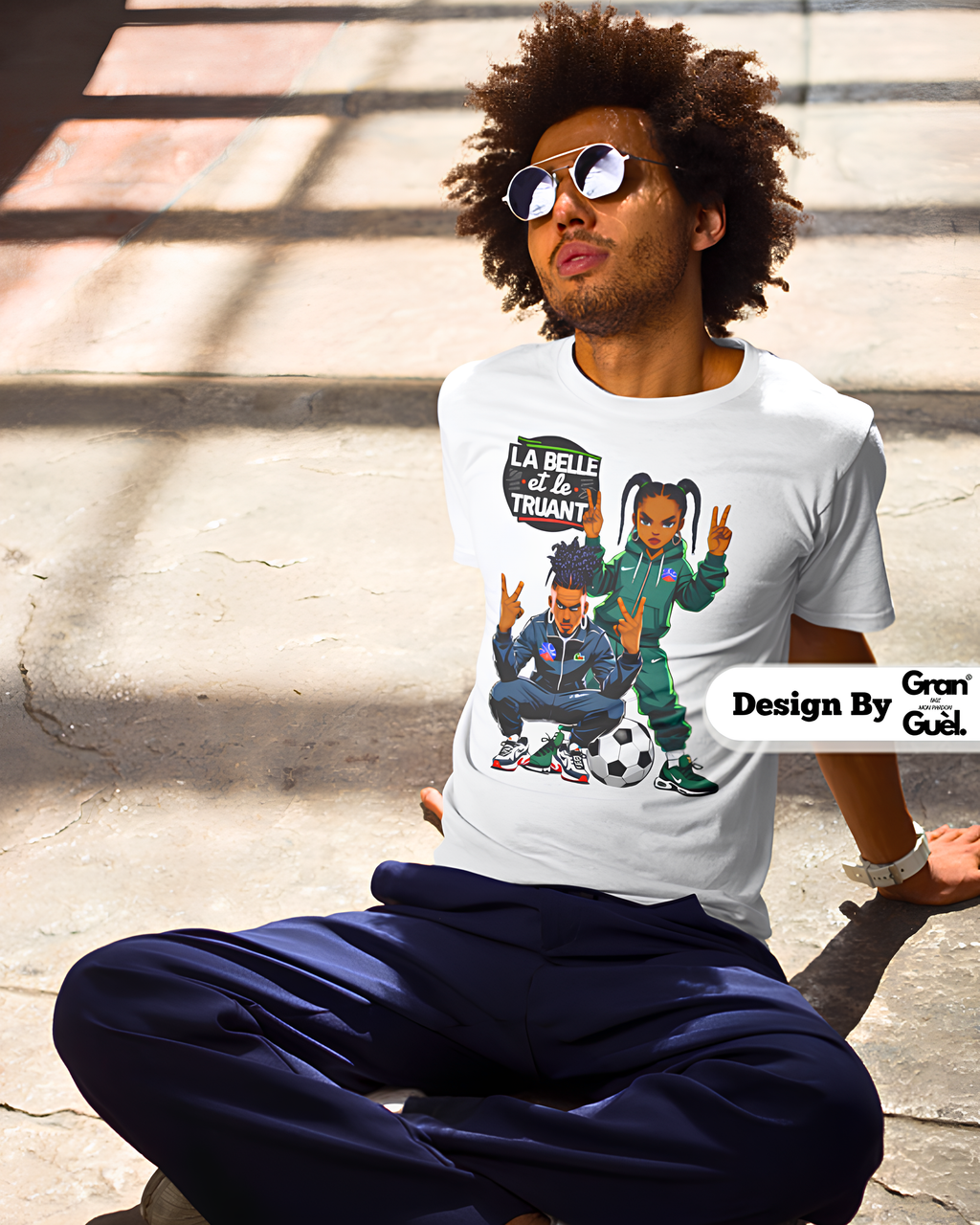 GG - 100%  La Réunion - T-Shirt unisexe - Imprimé "LA BELLE ET LE TRUANT"