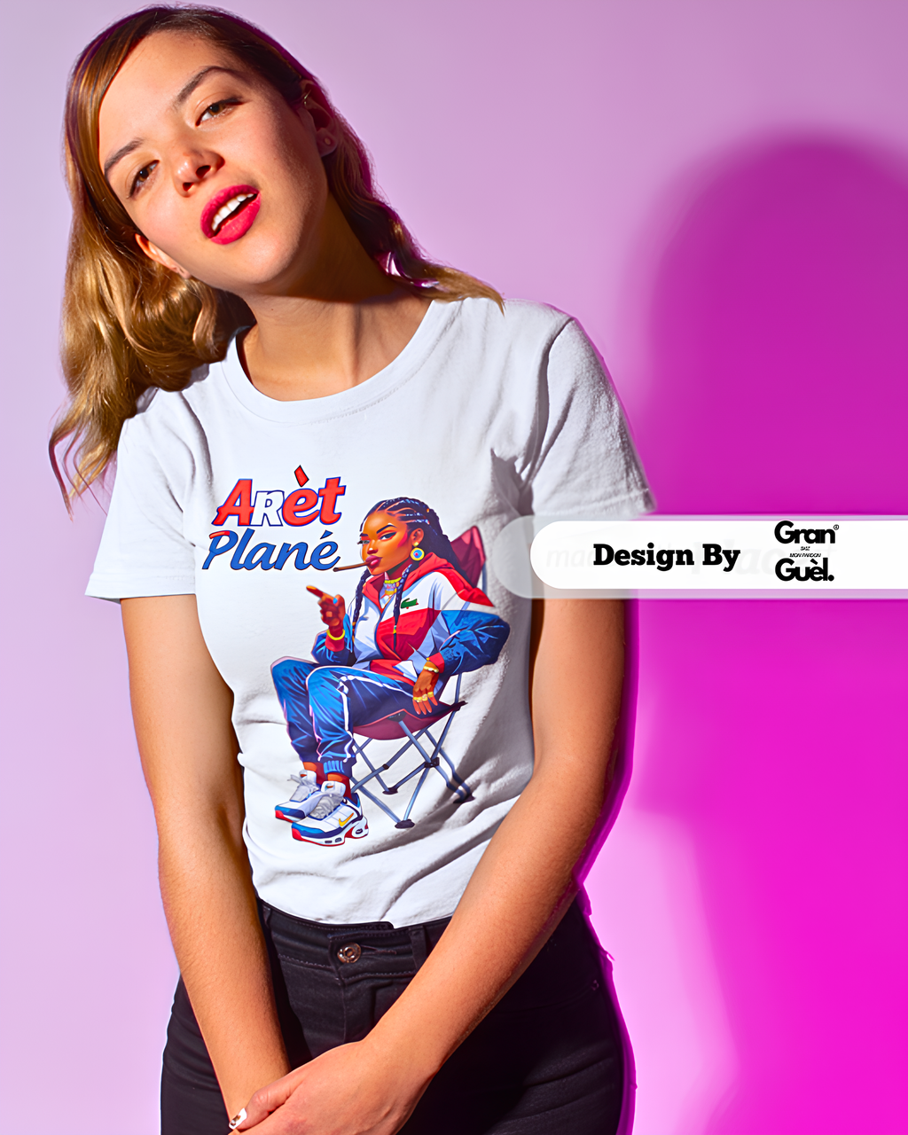 GRAN GUÈL - ZÉNÈSS - T-Shirt unisexe - Imprimé "ARÈT PLANÉ"