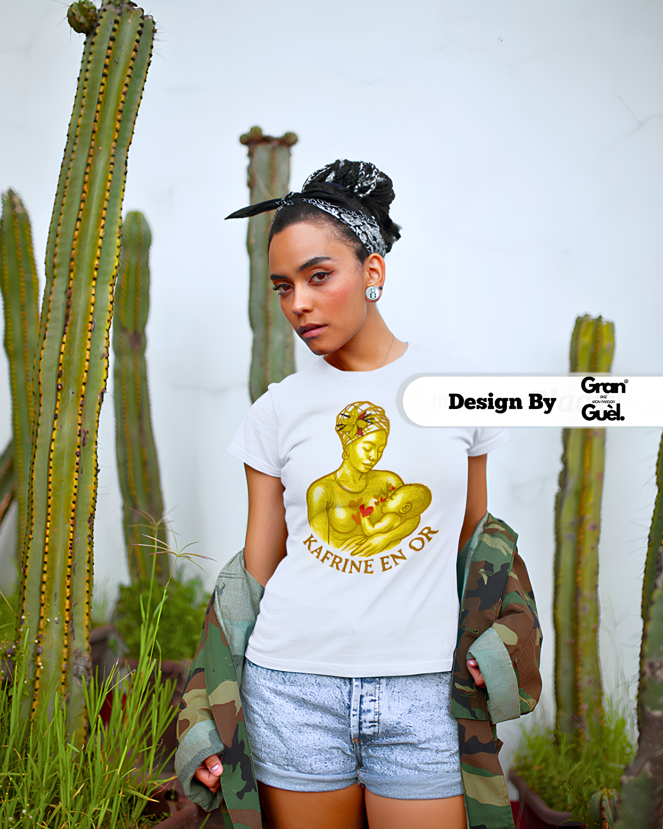 GRAN GUÈL - 100%  La Réunion - T-Shirt unisexe - Imprimé "KAFRINE EN OR"