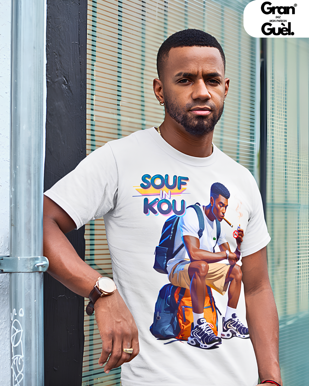 GG - 100%  La Réunion - T-Shirt unisexe - Imprimé "SOUF IN KOU"