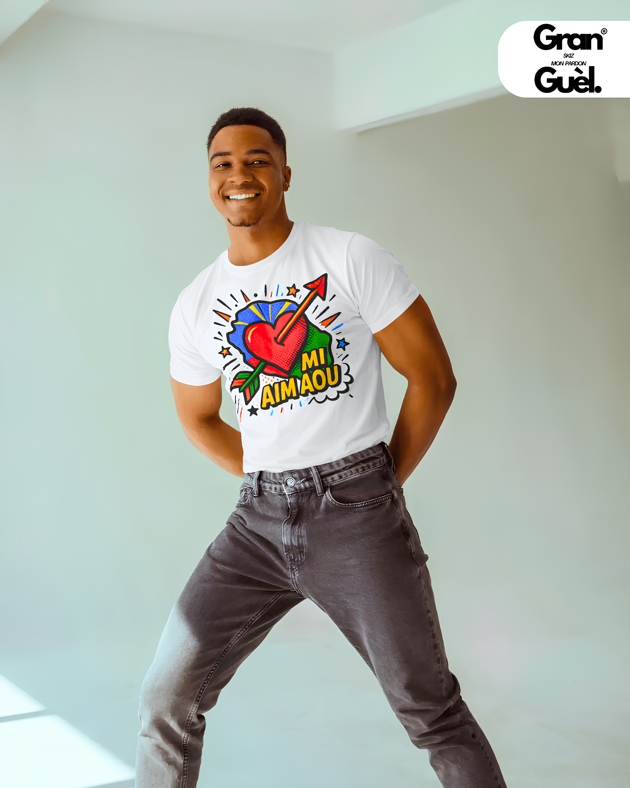 GG - 100%  La Réunion - T-Shirt unisexe - Imprimé "MI AIM AOU "