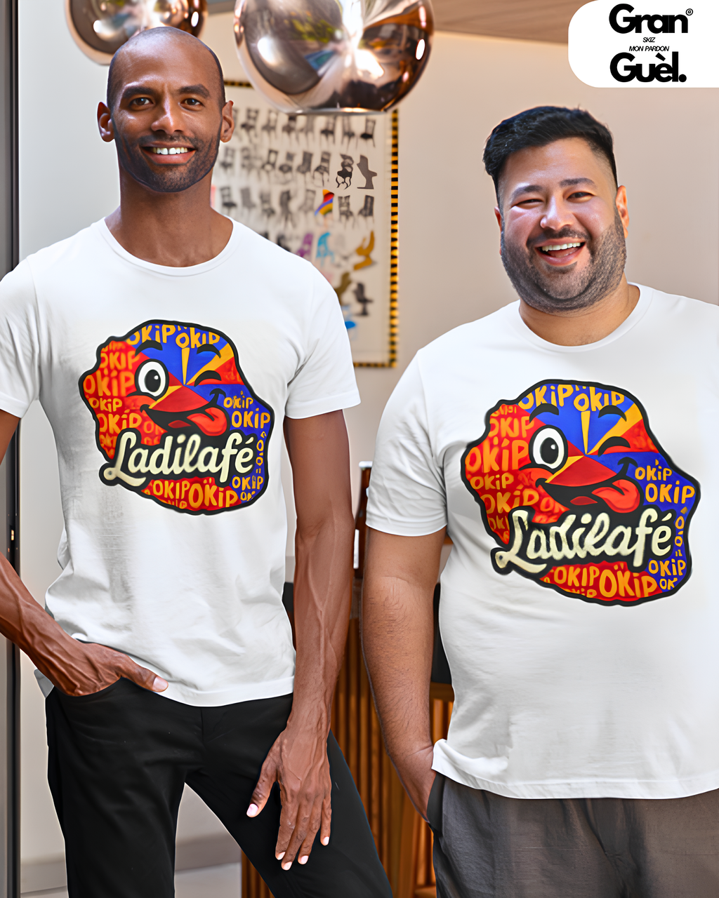 GRAN GUÈL - 100%  La Réunion - T-Shirt unisexe - Imprimé "OKIP LADILAFÉ"