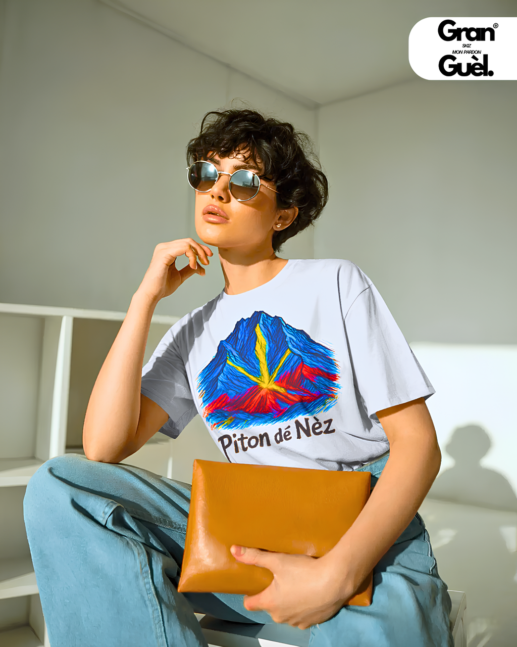 GG - 100%  La Réunion - T-Shirt unisexe - Imprimé "PITON DÉ NÈZ"