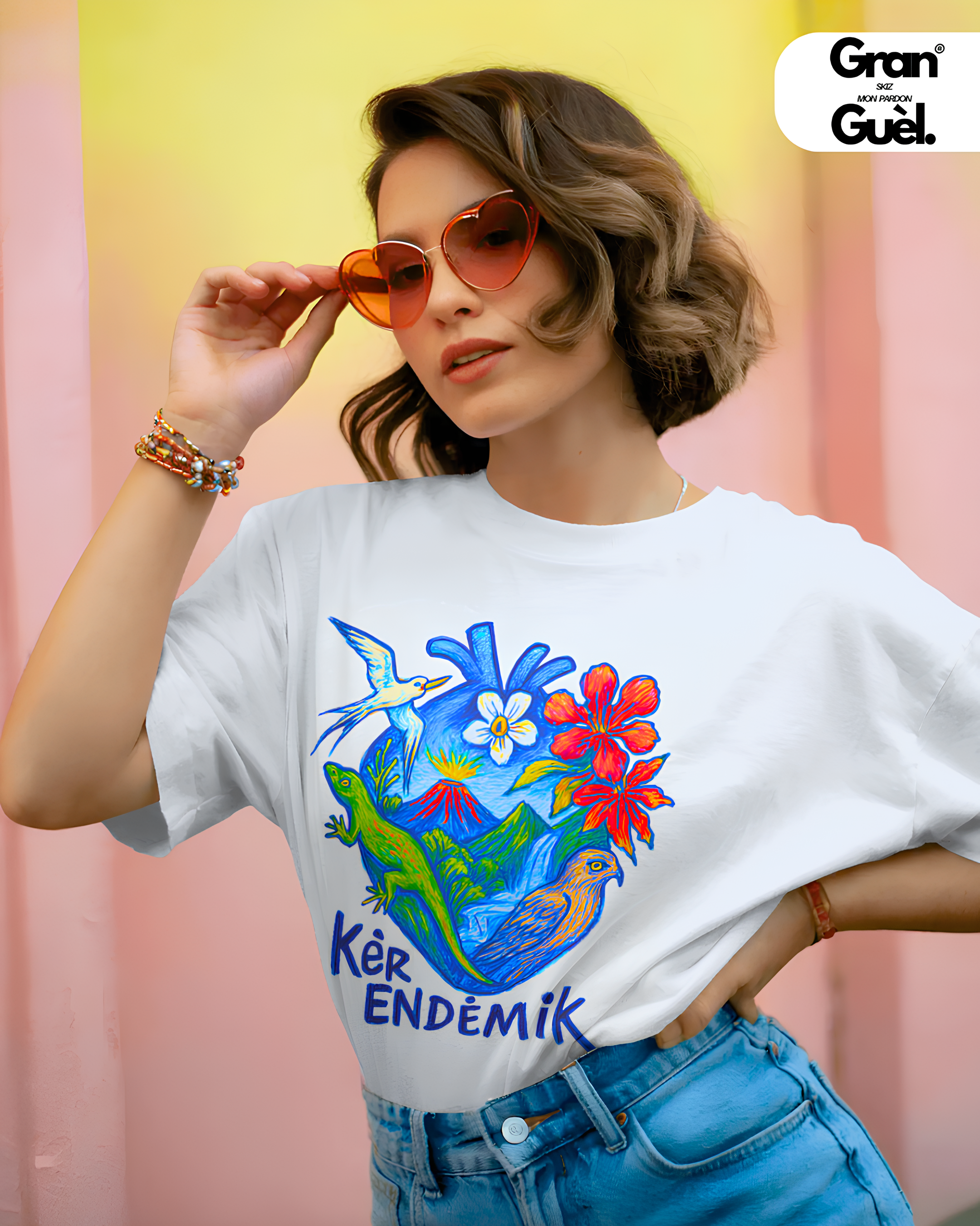GRAN GUÈL - 100%  La Réunion - T-Shirt unisexe - Imprimé "KÈR ENDÉMIK"