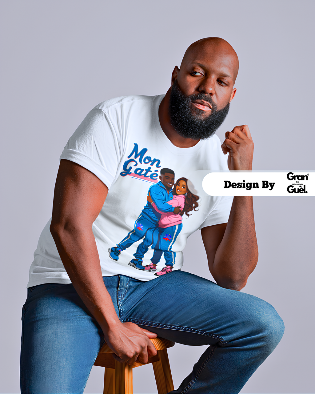 GG - ZÉNÈSS - T-Shirt unisexe - Imprimé "MON GATÉ"