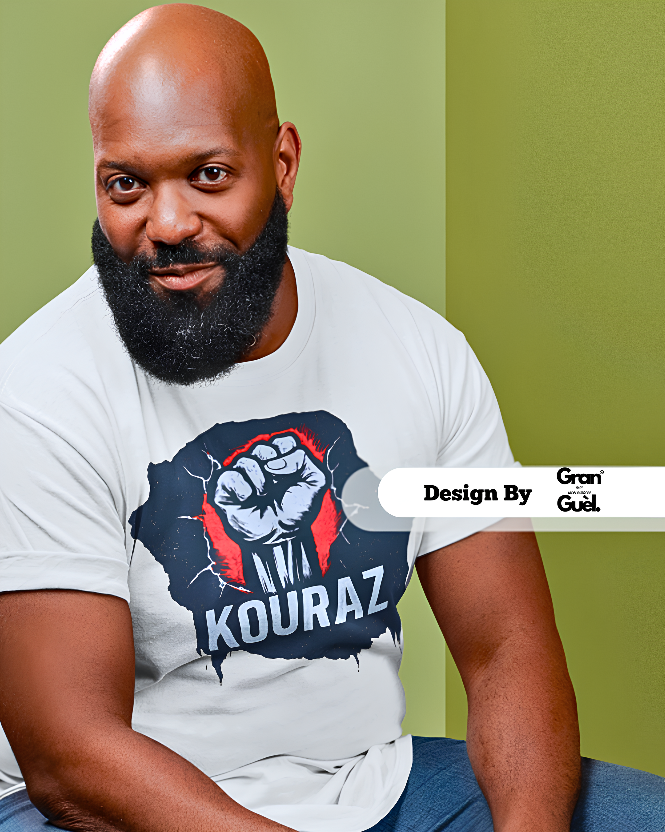 GRAN GUÈL - 100%  La Réunion - T-Shirt unisexe - Imprimé "KOURAZ"
