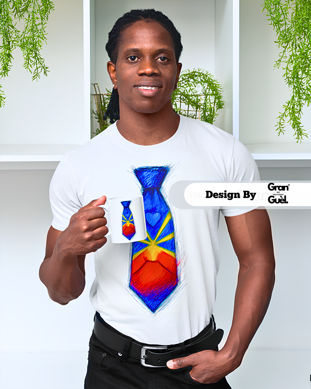 GRAN GUÈL - 100%  La Réunion - T-Shirt unisexe - Imprimé "CRAVATE"