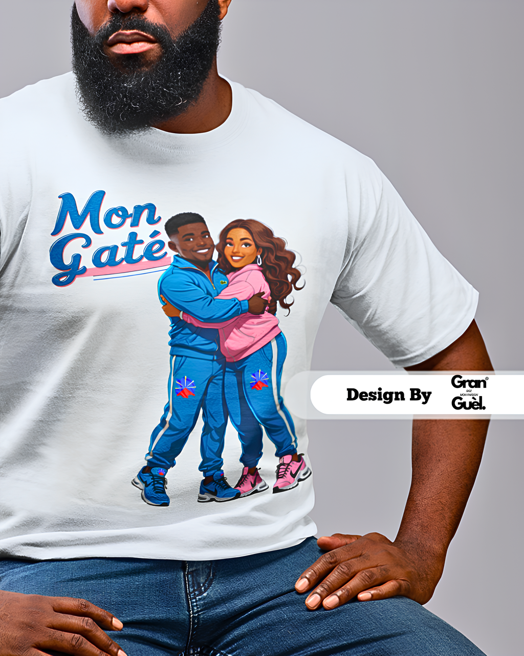 GG - ZÉNÈSS - T-Shirt unisexe - Imprimé "MON GATÉ"