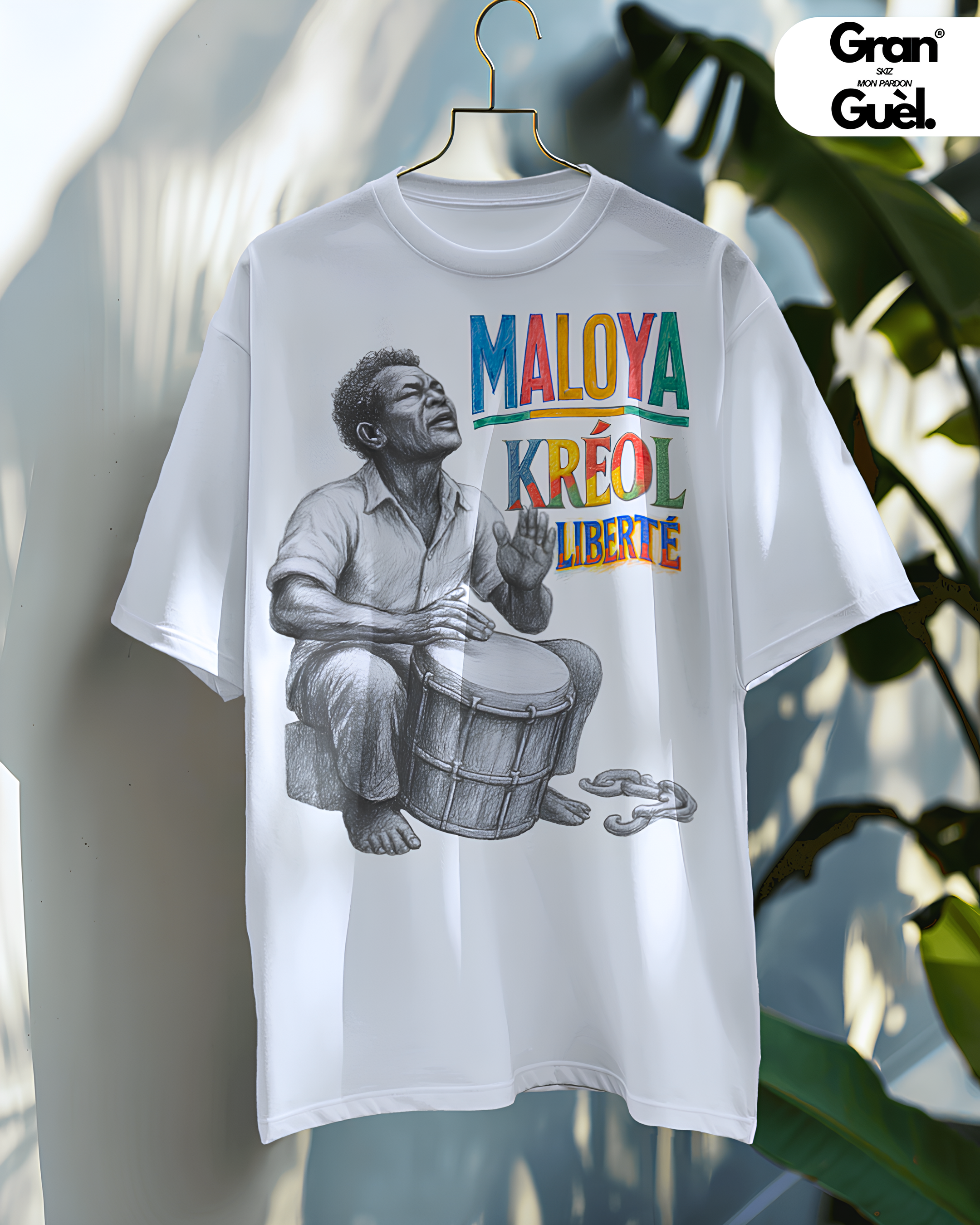 GRAN GUÈL - 100% MALOYA - T-Shirt unisexe - Imprimé "MALOYA KRÉOL LIBERTÉ"