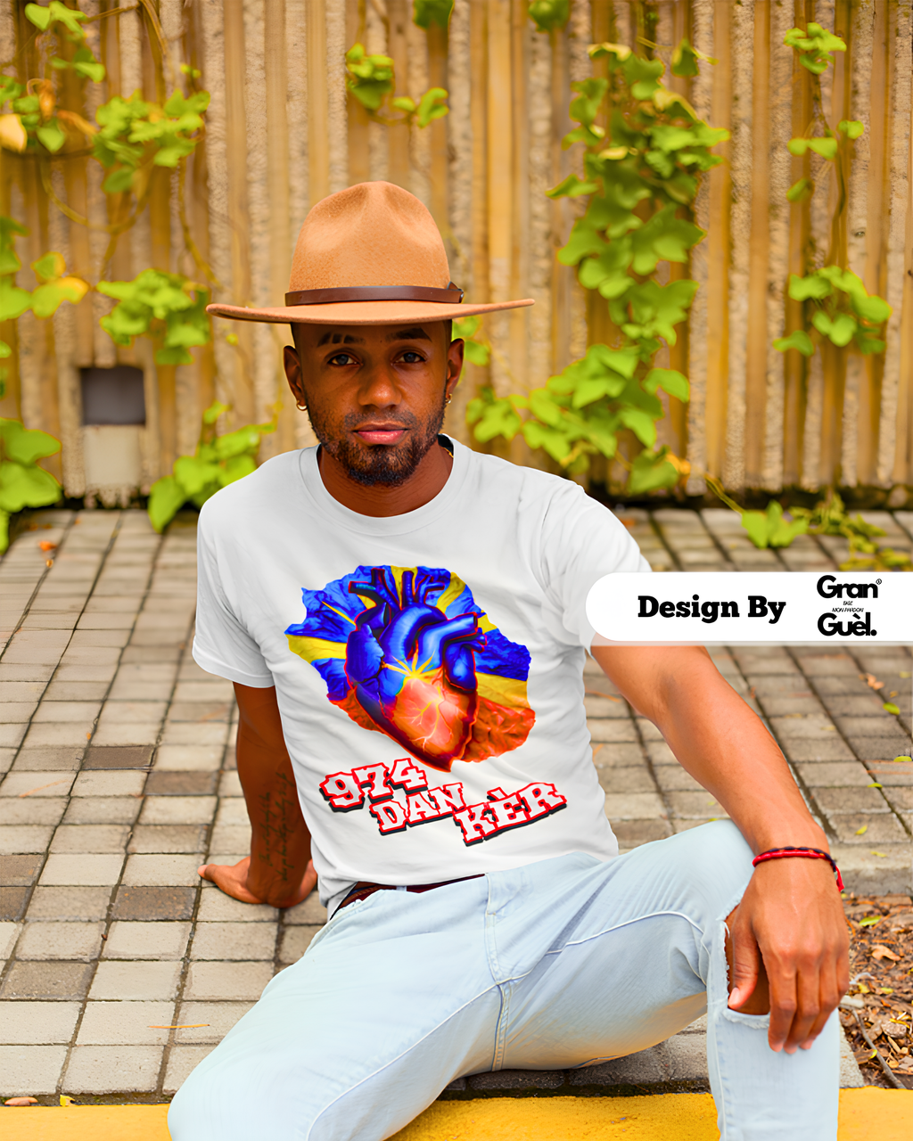 GG - 100%  La Réunion - T-Shirt unisexe - Imprimé "974 DAN KÈR"