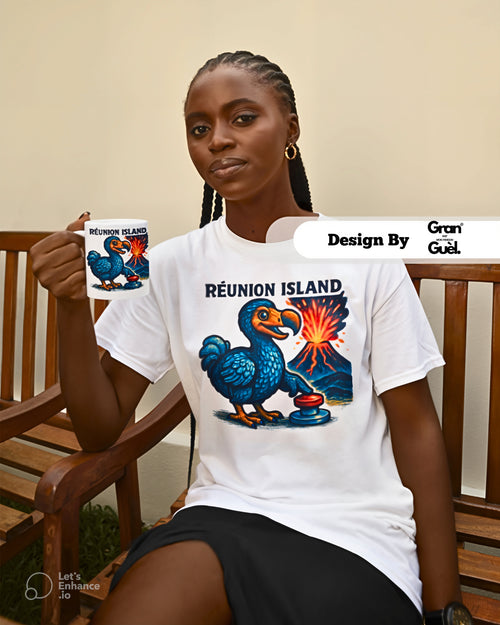 GG - 100%  La Réunion - T-Shirt unisexe - Imprimé "DODO VOLCAN"