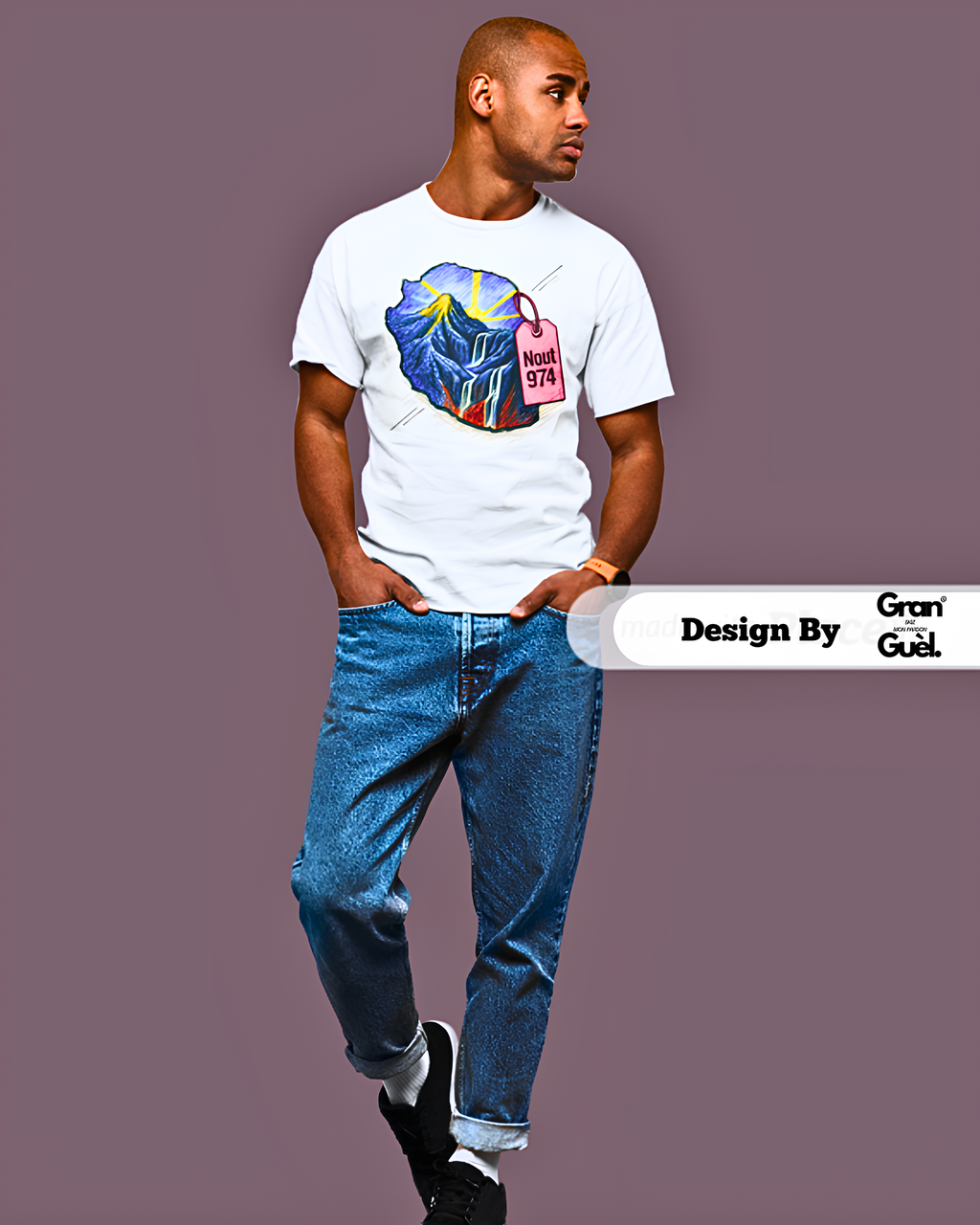GRAN GUÈL - 100%  La Réunion - T-Shirt unisexe - Imprimé "NOUT 974"
