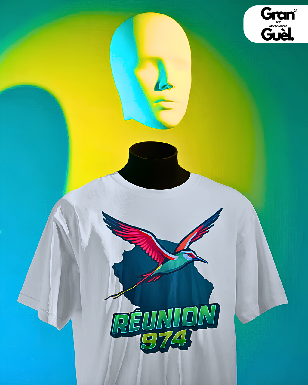 GRAN GUÈL - ZÉNÈSS ENDÉMIK - T-Shirt Unisexe - Imprimé "RÉUNION 974"