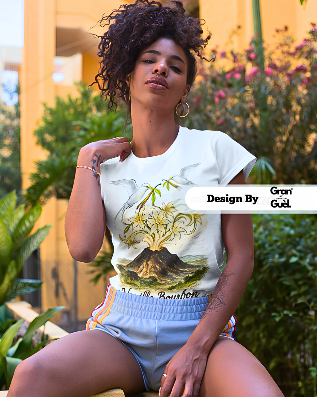 GRAN GUÈL - 100%  La Réunion - T-Shirt unisexe - Imprimé "VANILLE BOURBON"