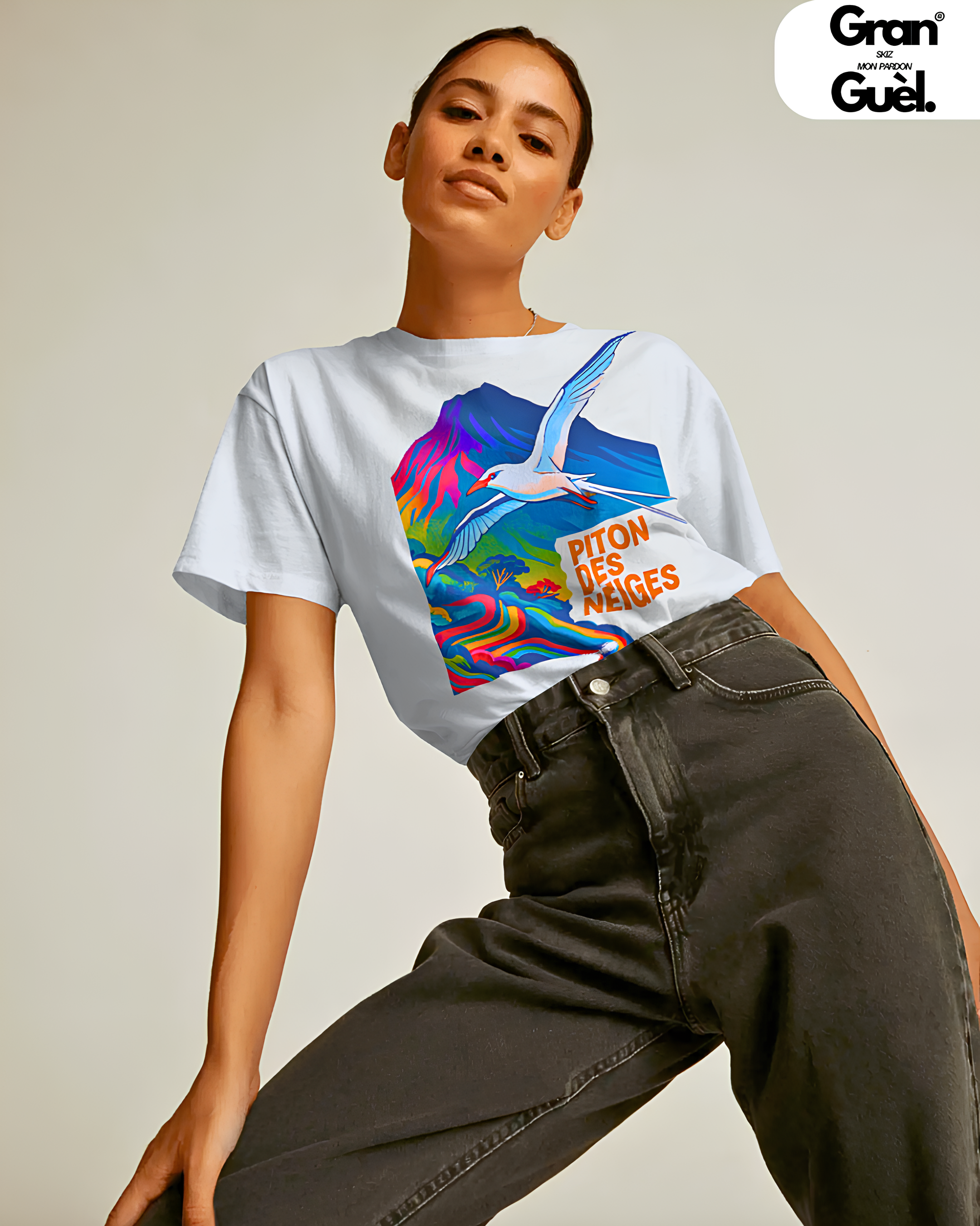 GRAN GUÈL - 100%  La Réunion - T-Shirt unisexe - Imprimé "PITON DES NEIGES"