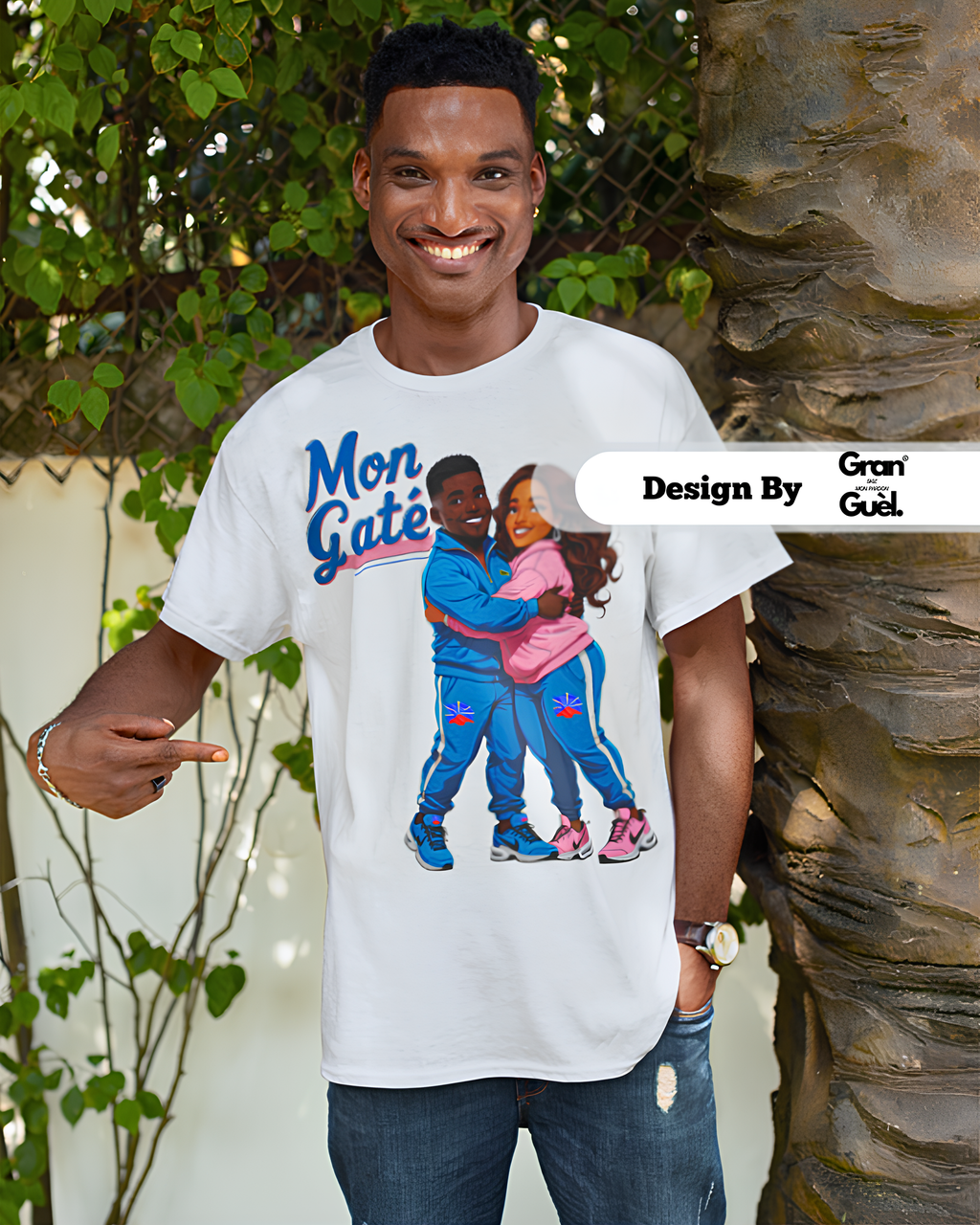 GG - ZÉNÈSS - T-Shirt unisexe - Imprimé "MON GATÉ"