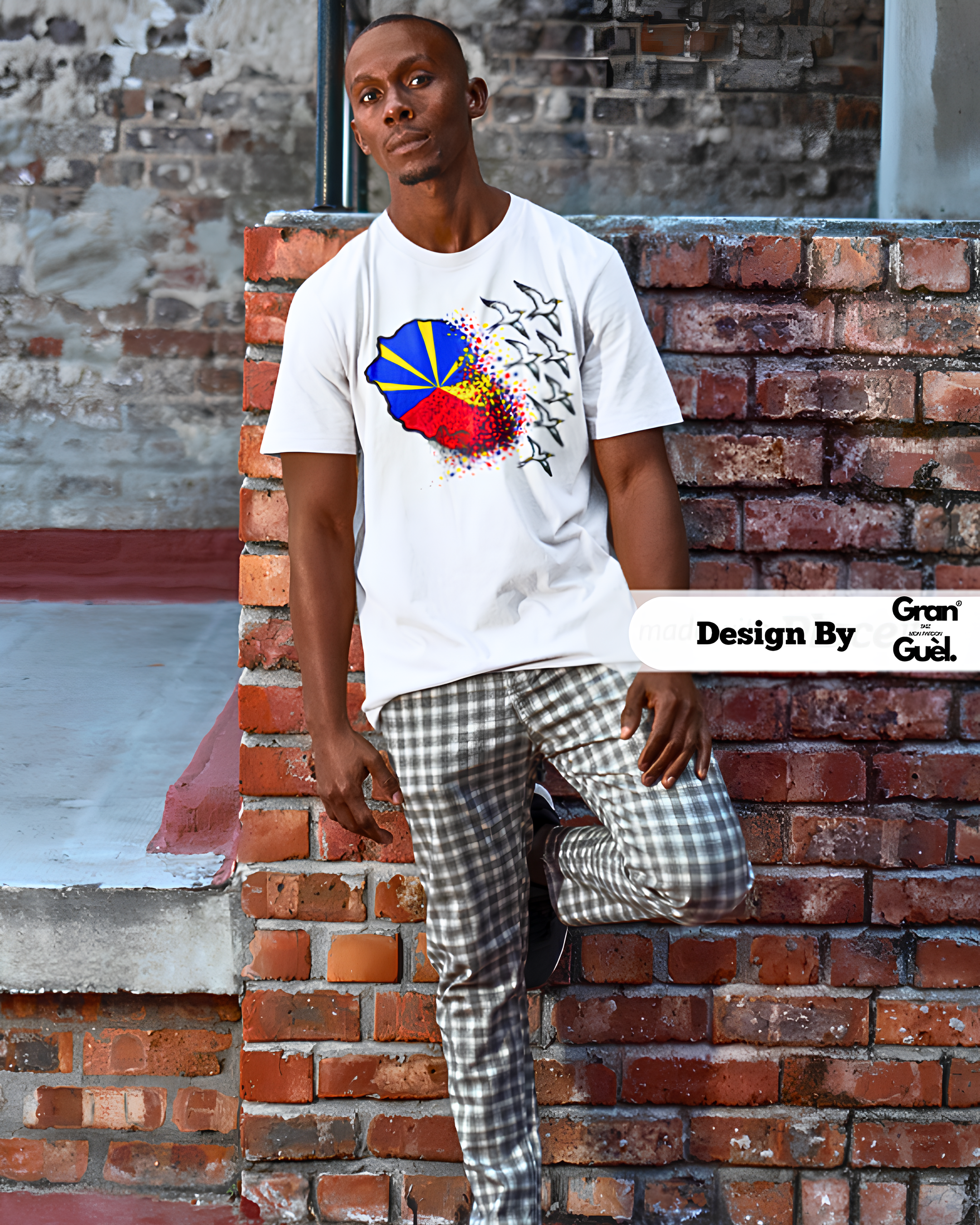 GRAN GUÈL - 100%  La Réunion - T-Shirt unisexe - Imprimé "RUN PEQ"