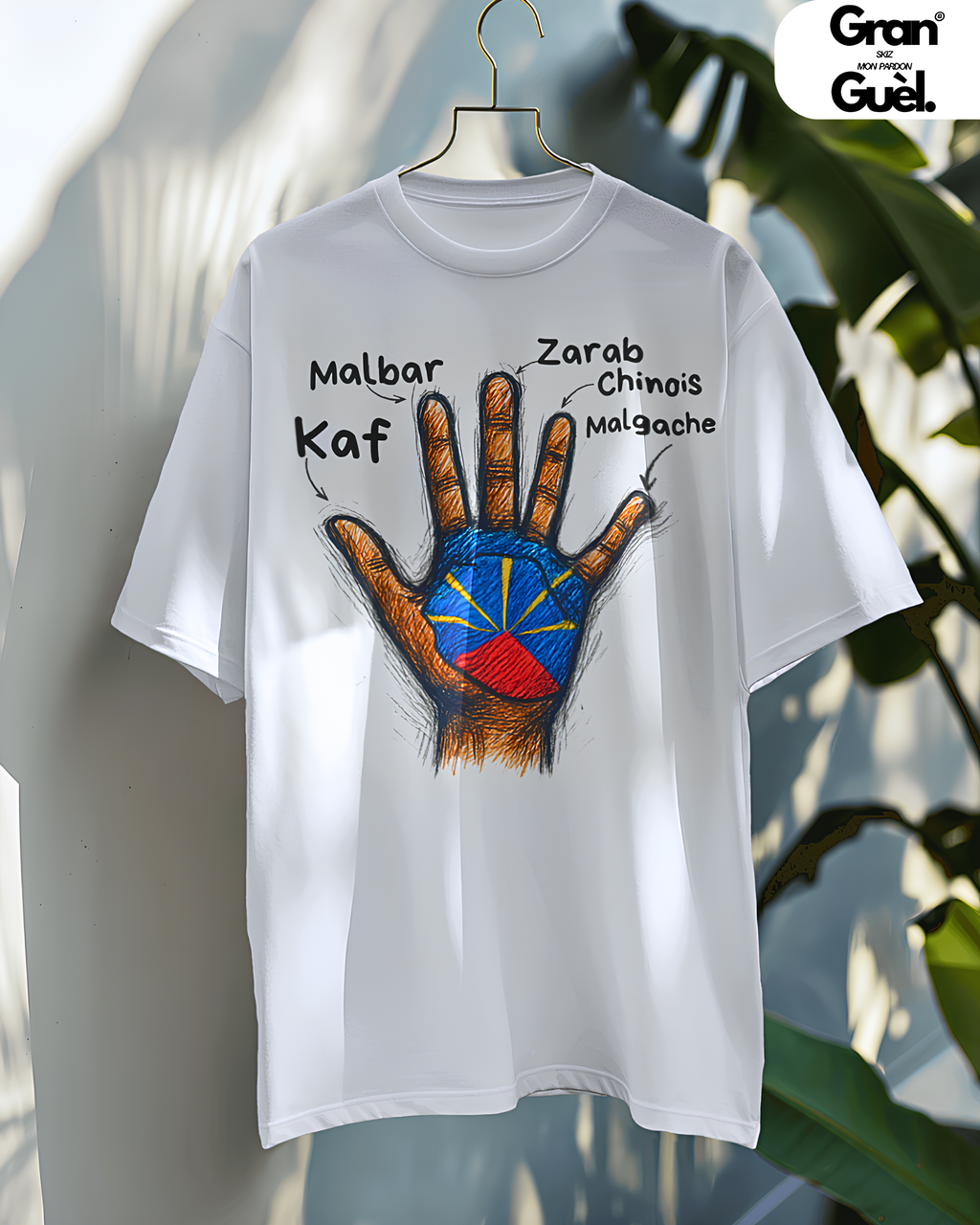 GRAN GUÈL - 100%  La Réunion - T-Shirt unisexe - Imprimé "MAIN"