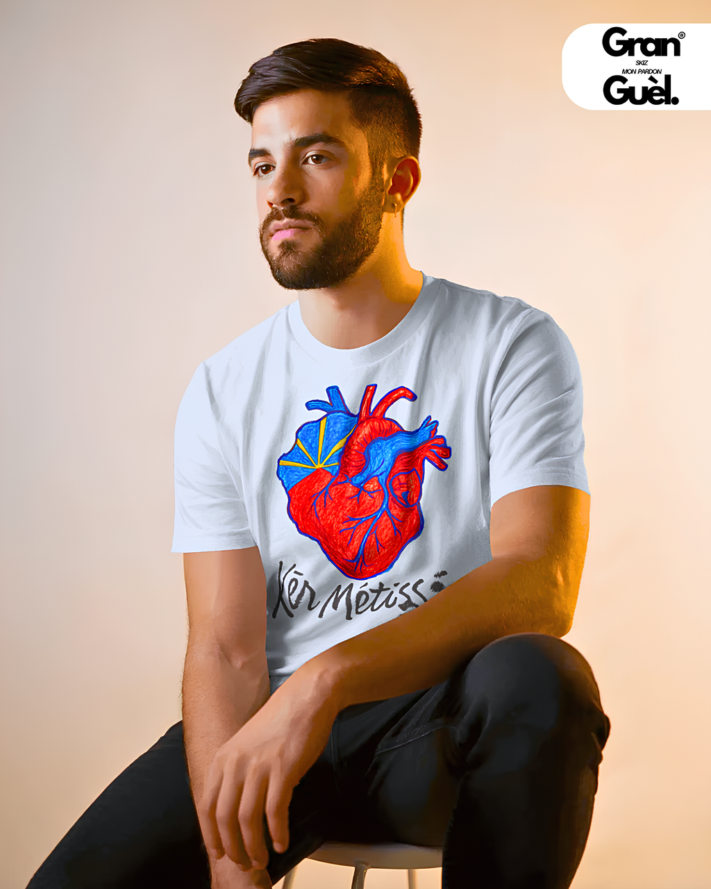 GG - 100%  La Réunion - T-Shirt unisexe - Imprimé "KÈ MÉTISSÉ"