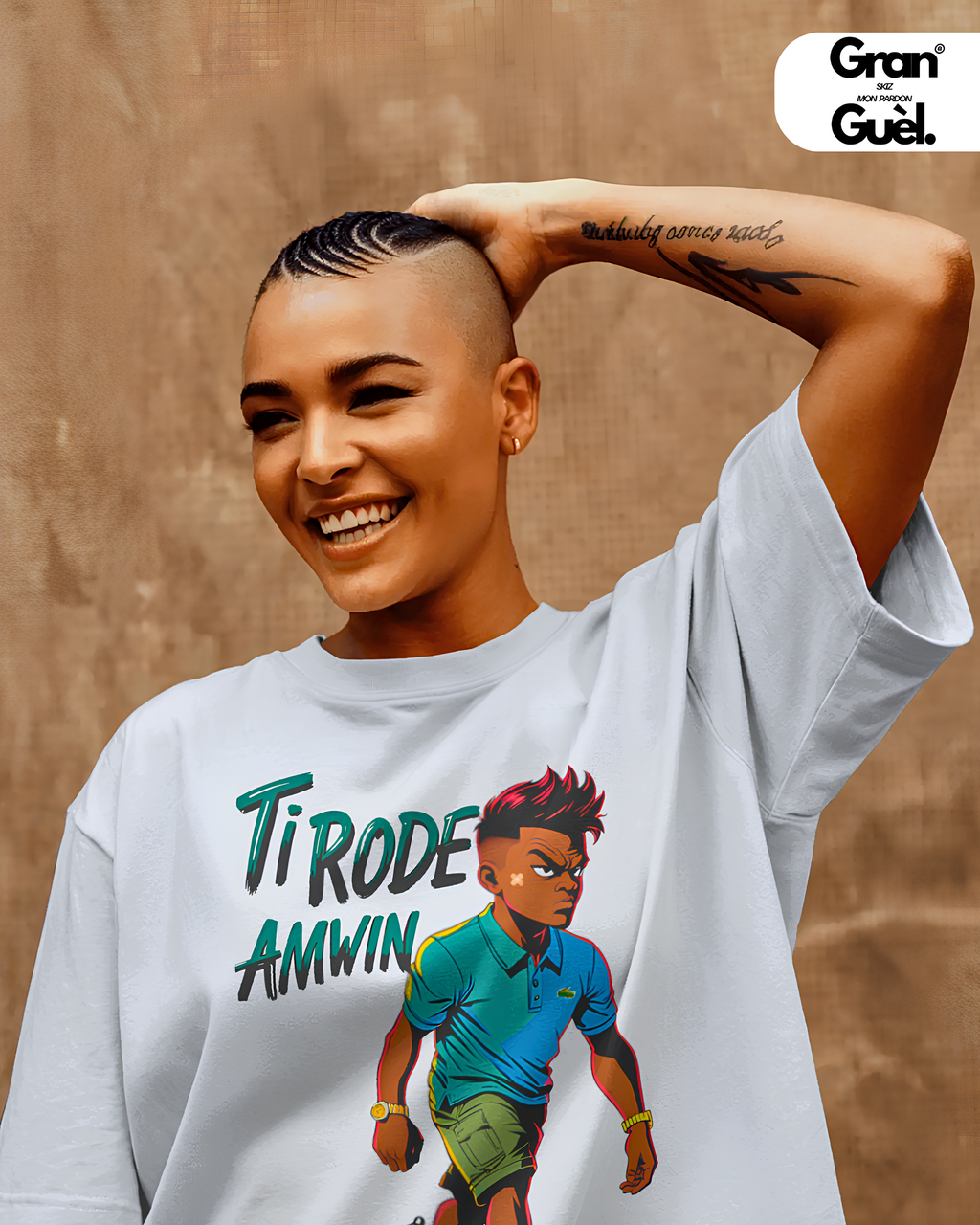 GG - ZÉNÈSS - T-Shirt unisexe - Imprimé "TI RODE AMWIN"