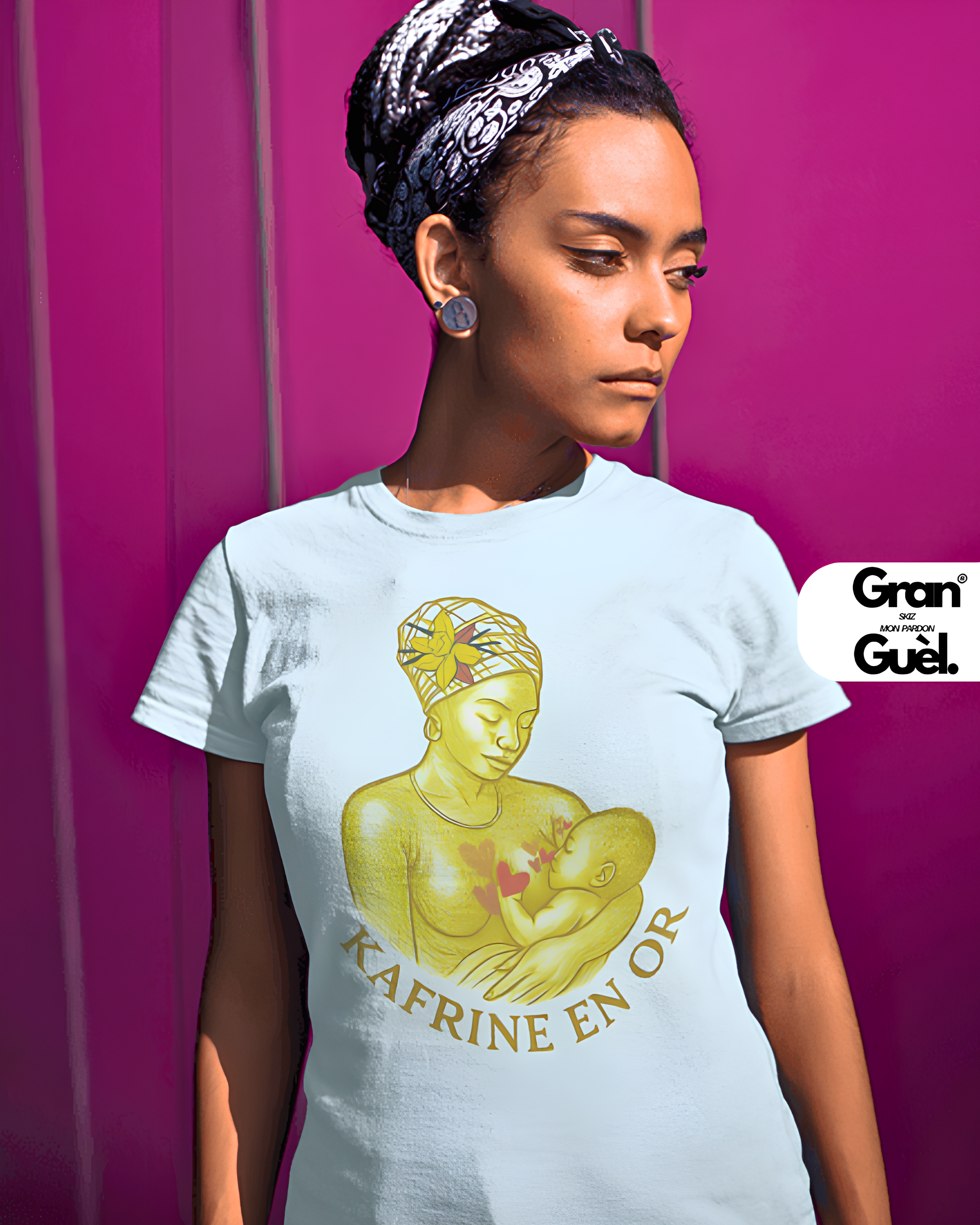 GRAN GUÈL - 100%  La Réunion - T-Shirt unisexe - Imprimé "KAFRINE EN OR"
