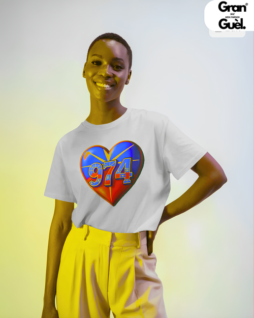 GG - 100%  La Réunion - T-Shirt unisexe - Imprimé "974 COEUR"