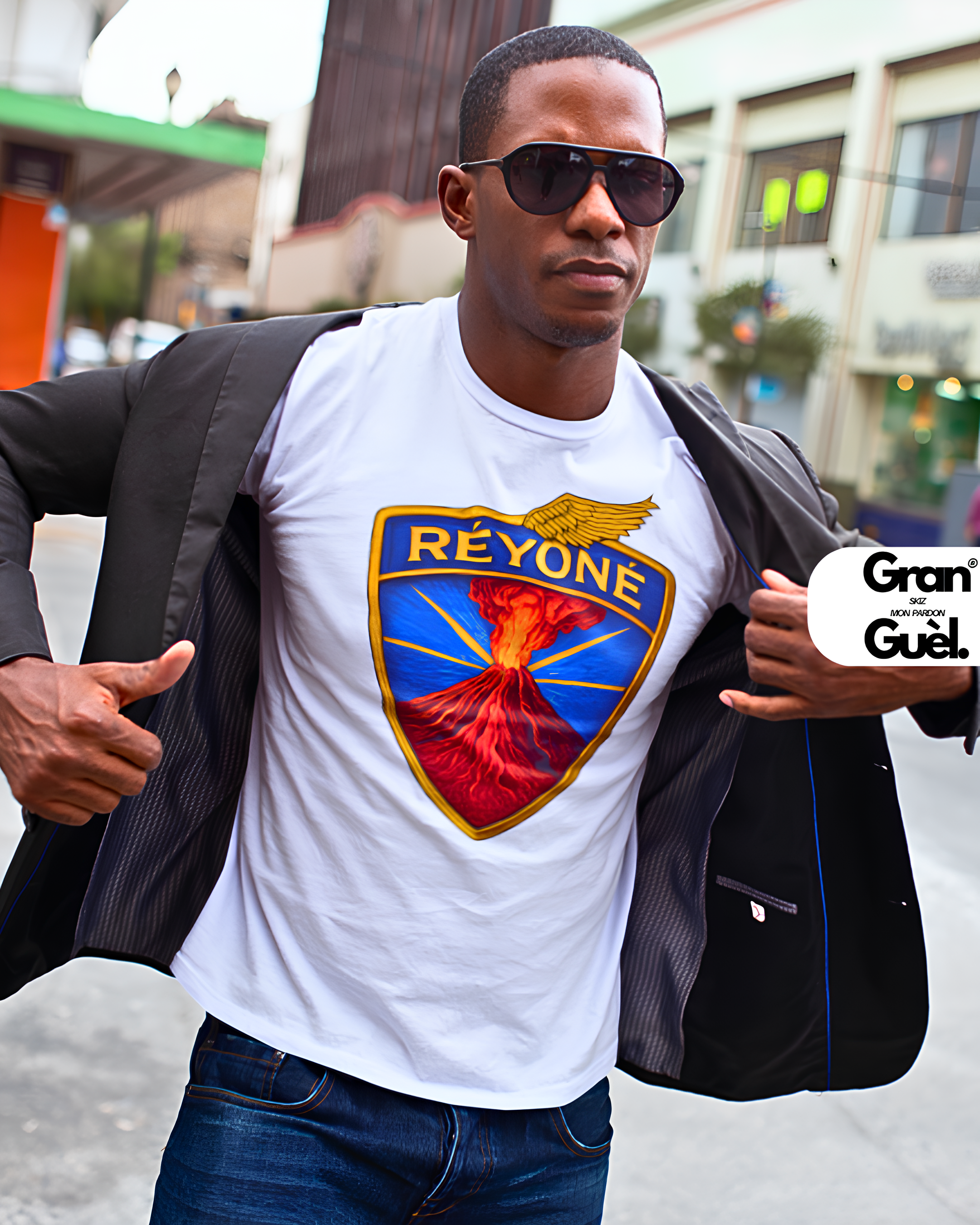 GRAN GUÈL - 100%  La Réunion - T-Shirt unisexe - Imprimé "RÉYONÉ"