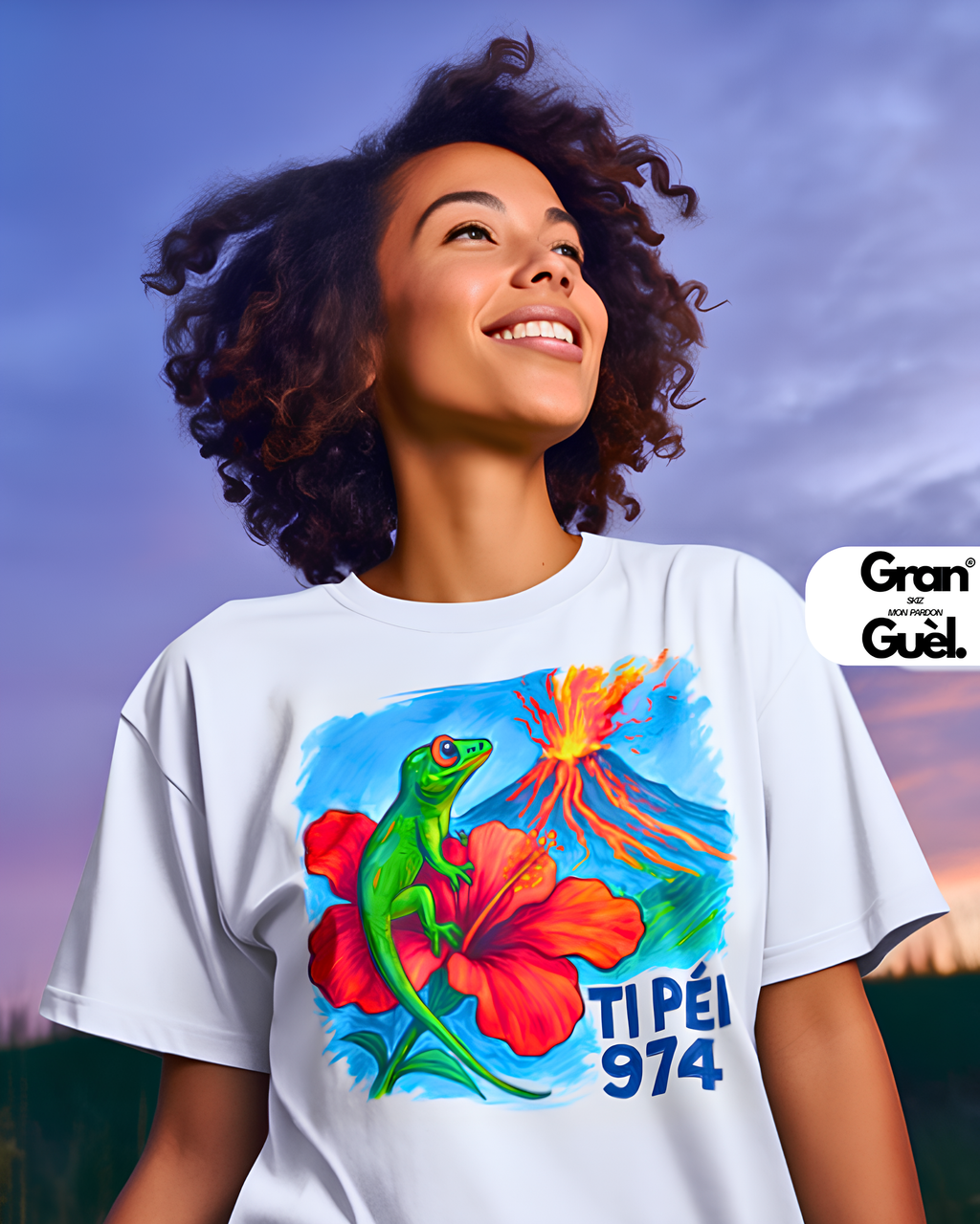 GRAN GUÈL - 100%  La Réunion - T-Shirt unisexe - Imprimé "TI PÉI 974"