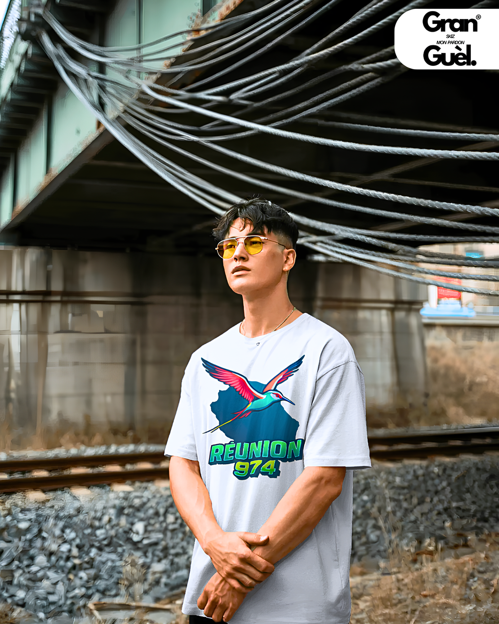 GRAN GUÈL - ZÉNÈSS ENDÉMIK - T-Shirt Unisexe - Imprimé "RÉUNION 974"